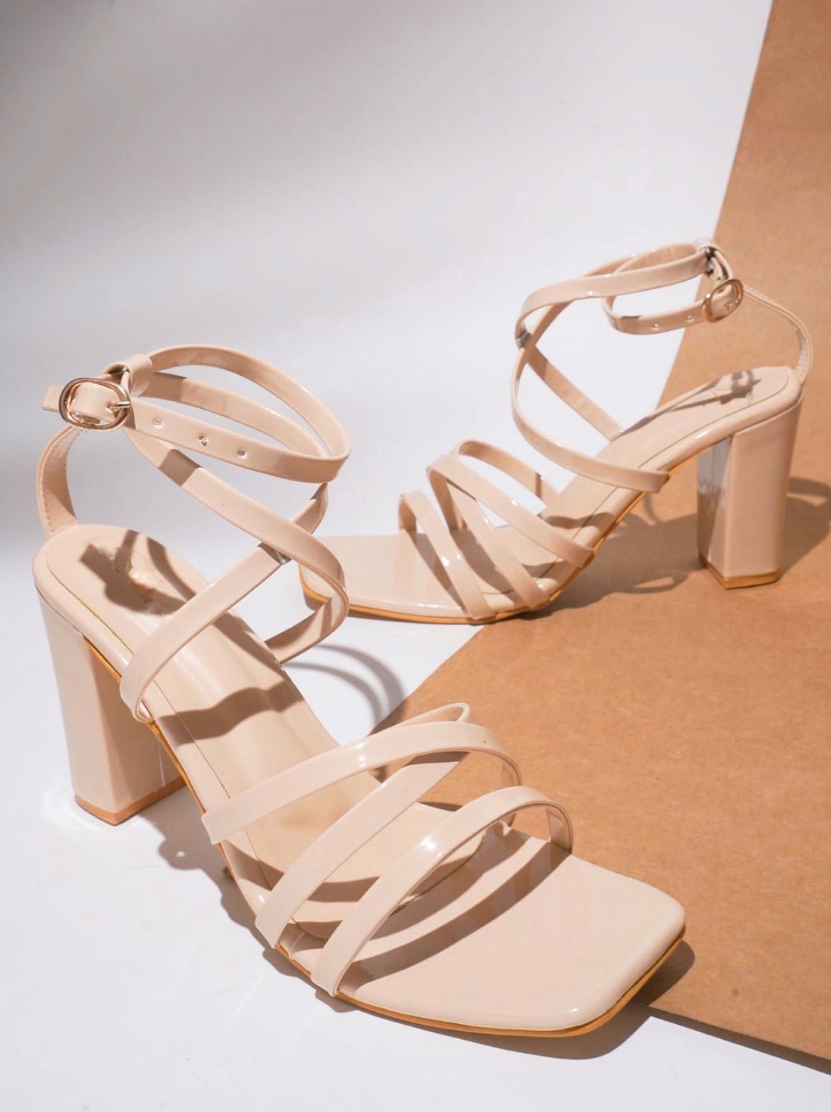 Strappy Chunky Heeled Sandals with Buckle Fastening