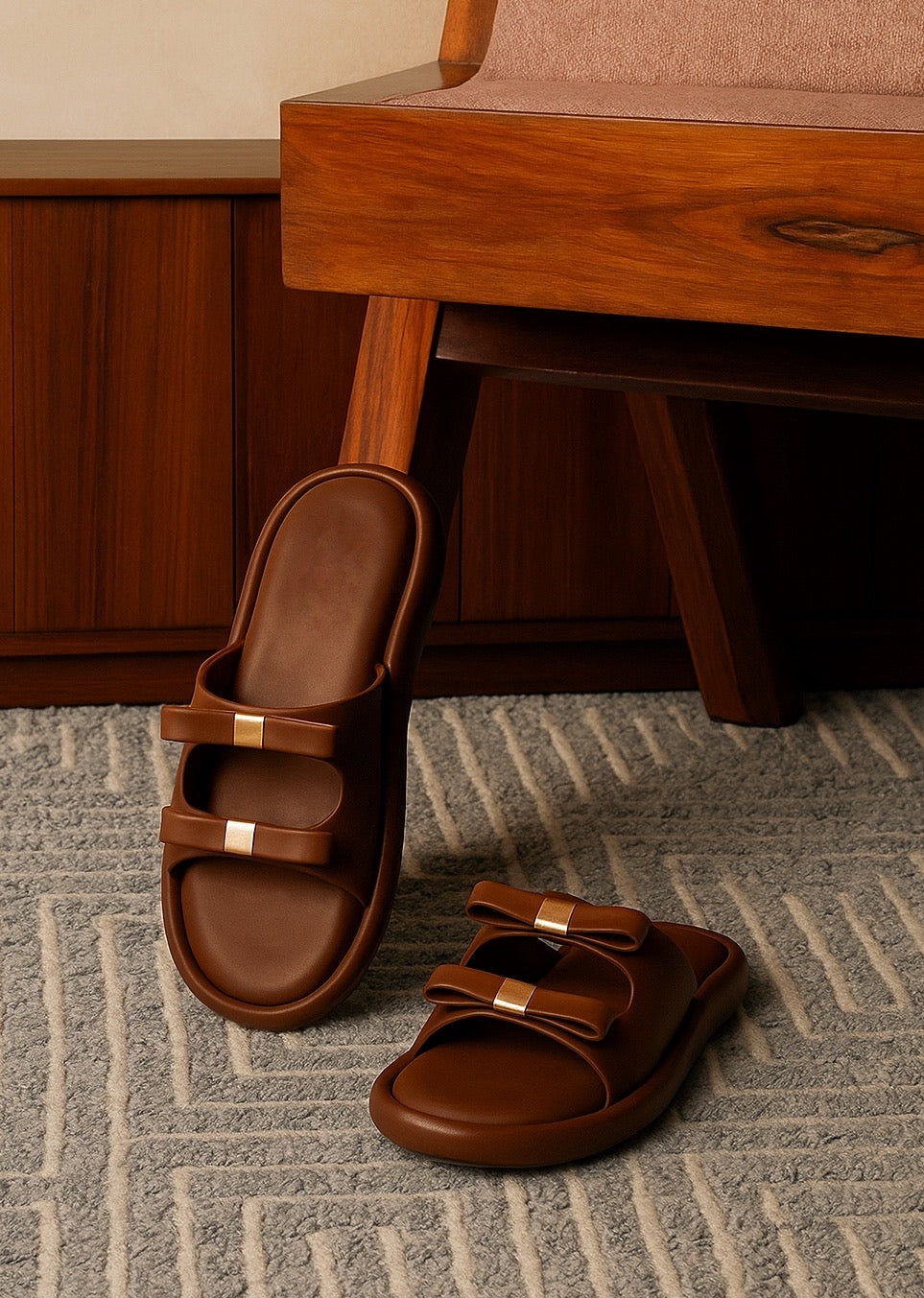 Bow Bliss Double-Strap Slides