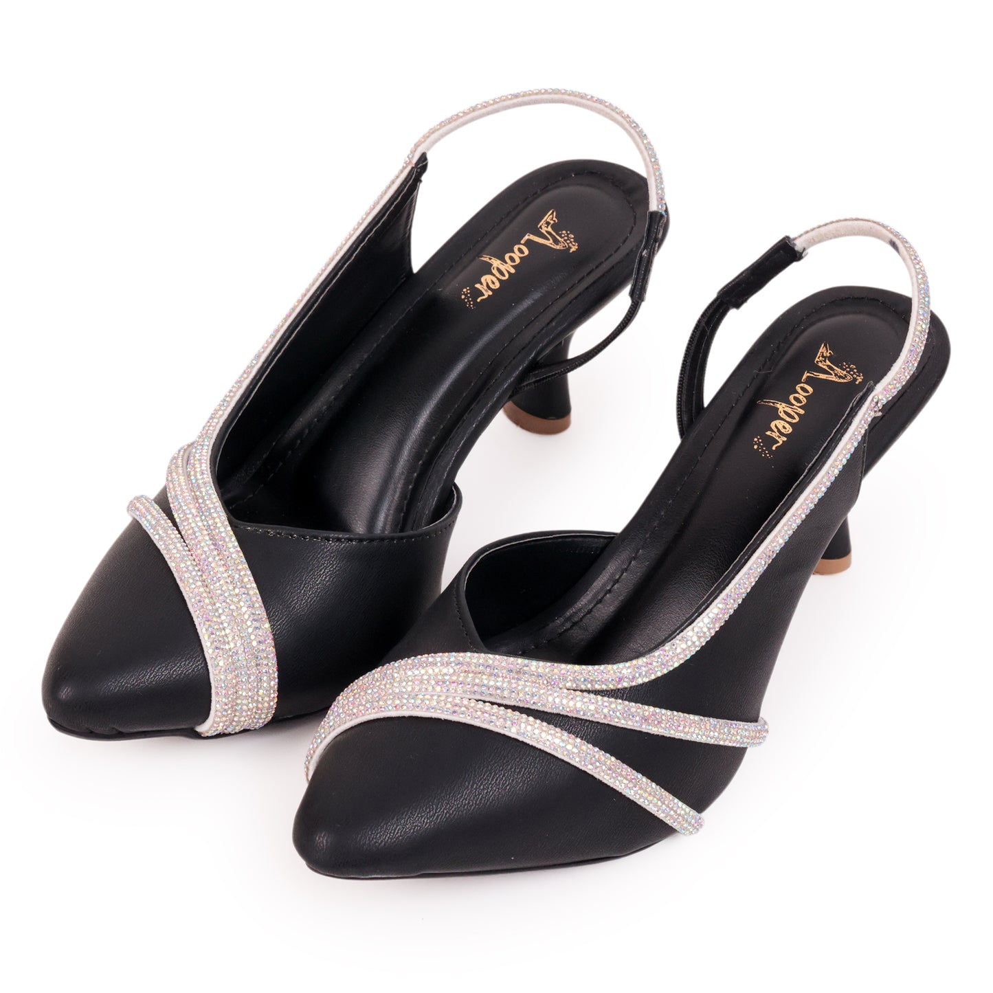 Ana Pointed Embellished Pumps Heel