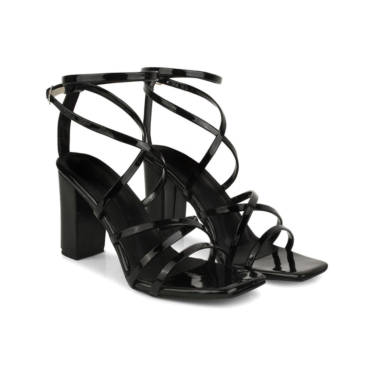 Strappy Chunky Heeled Sandals with Buckle Fastening