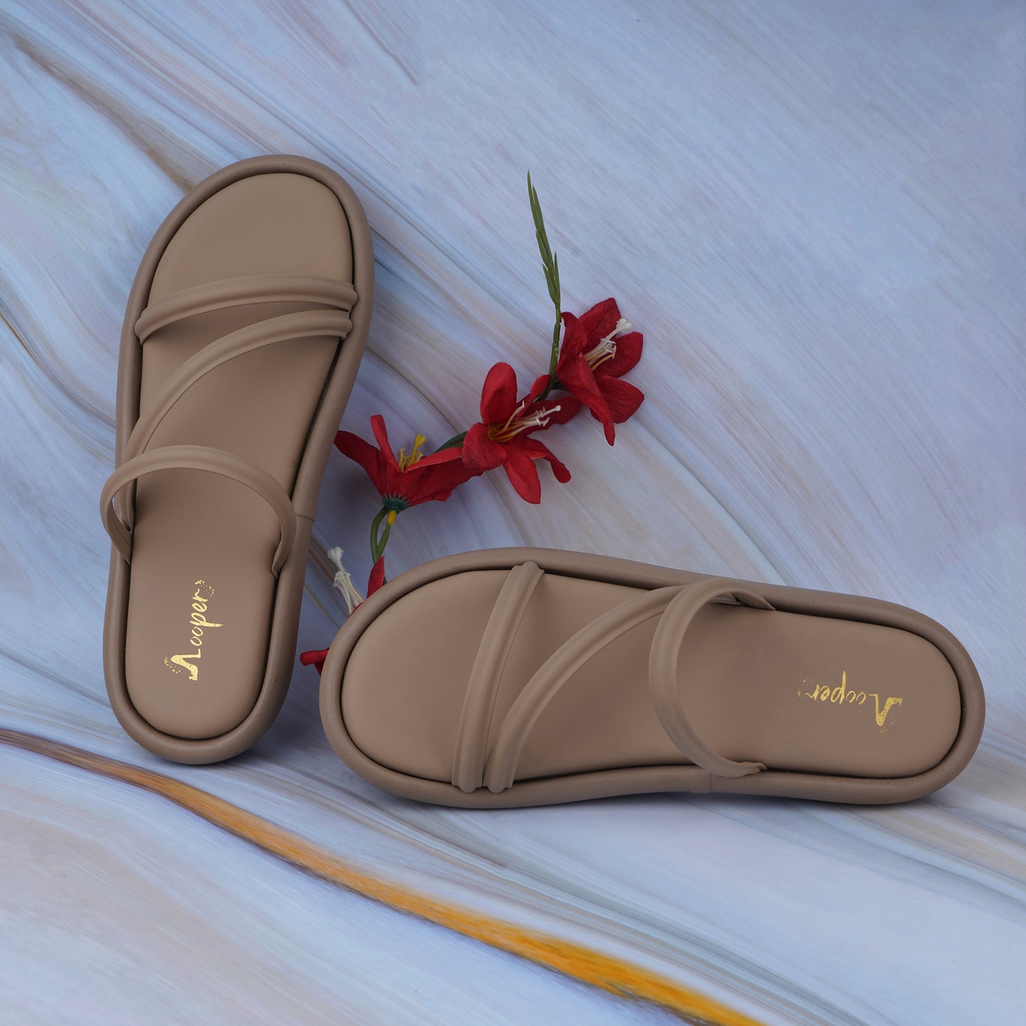 Cushioned multi strap flats