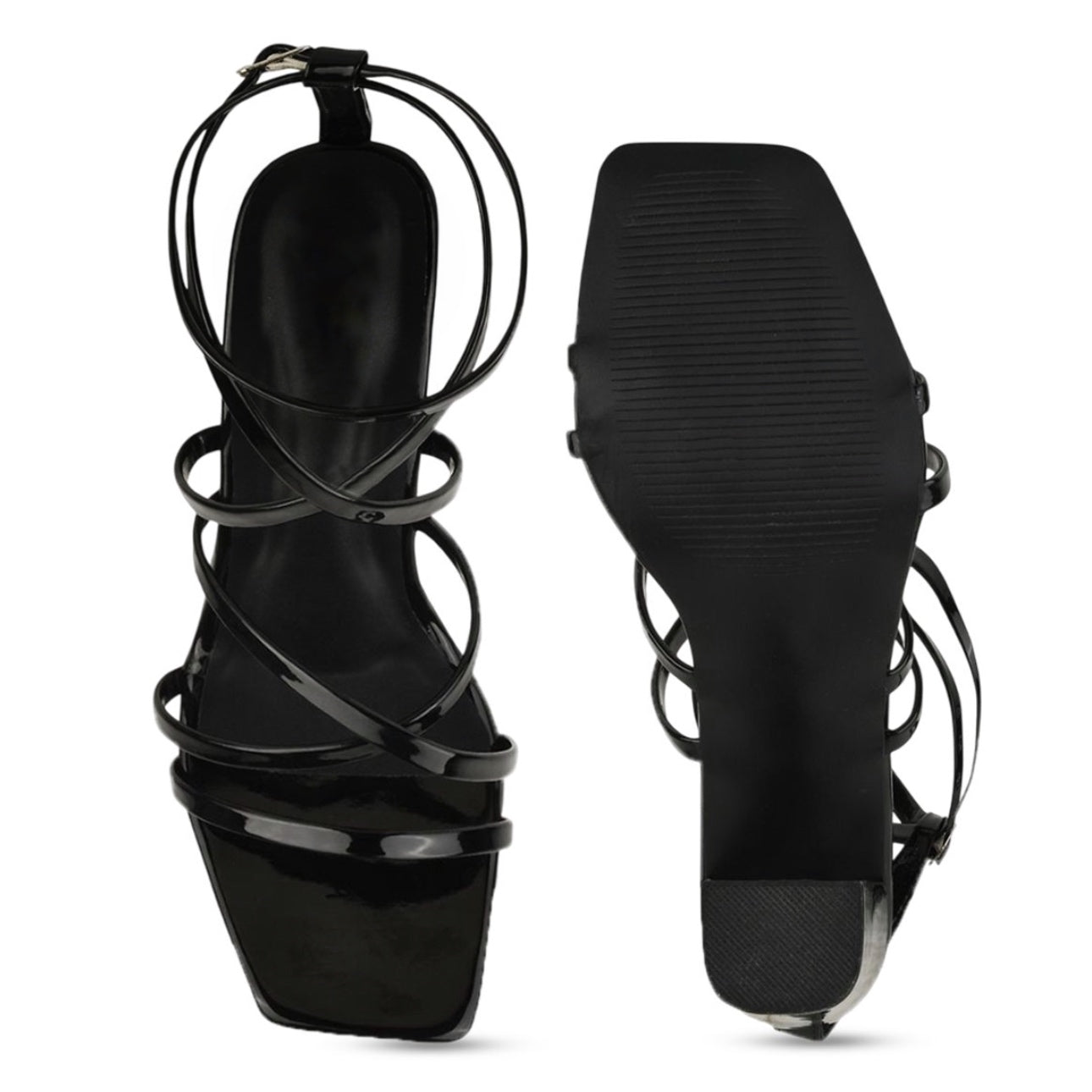 Strappy Chunky Heeled Sandals with Buckle Fastening