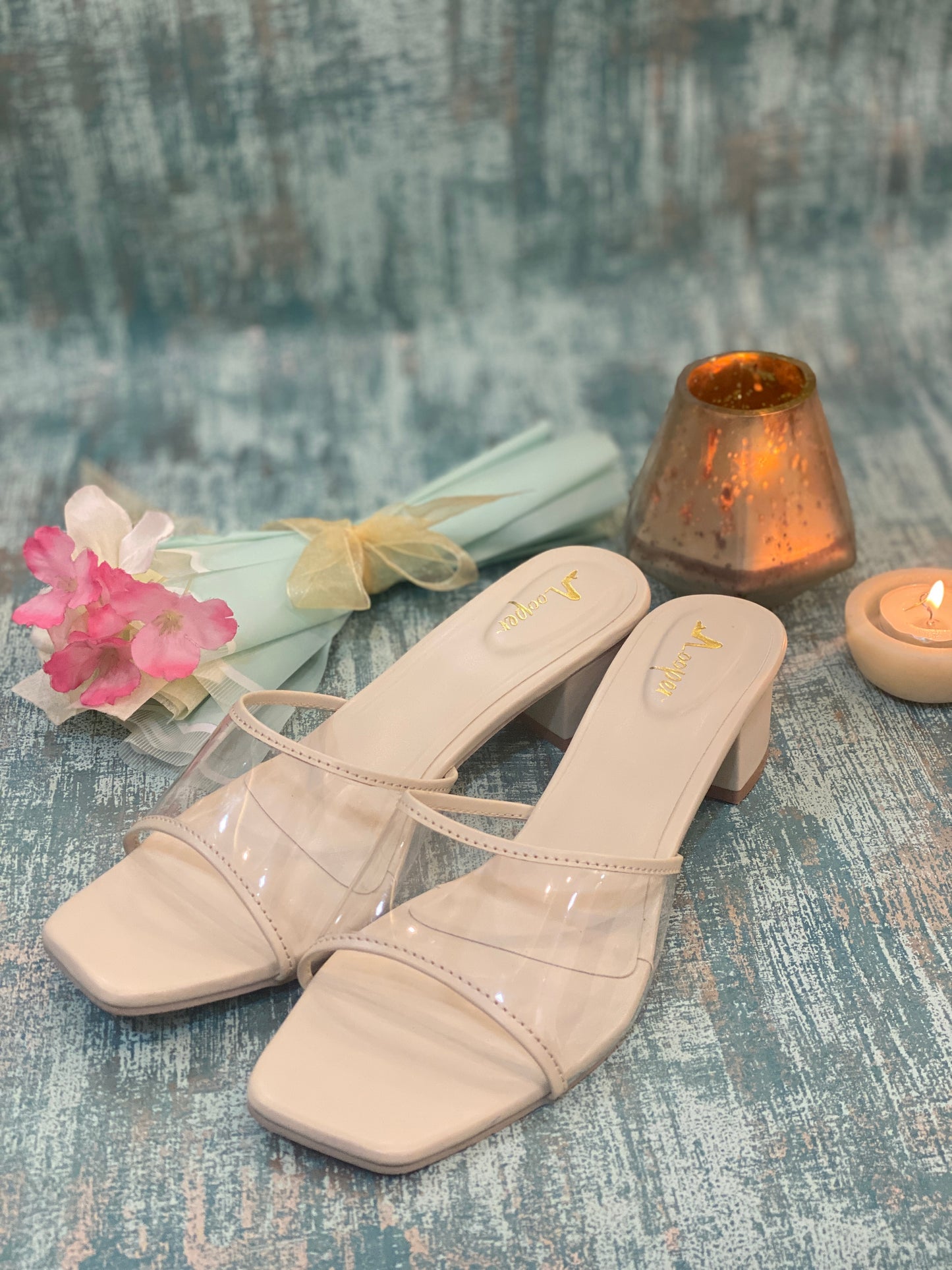 Clear elegance Transparent Strap Block Heels