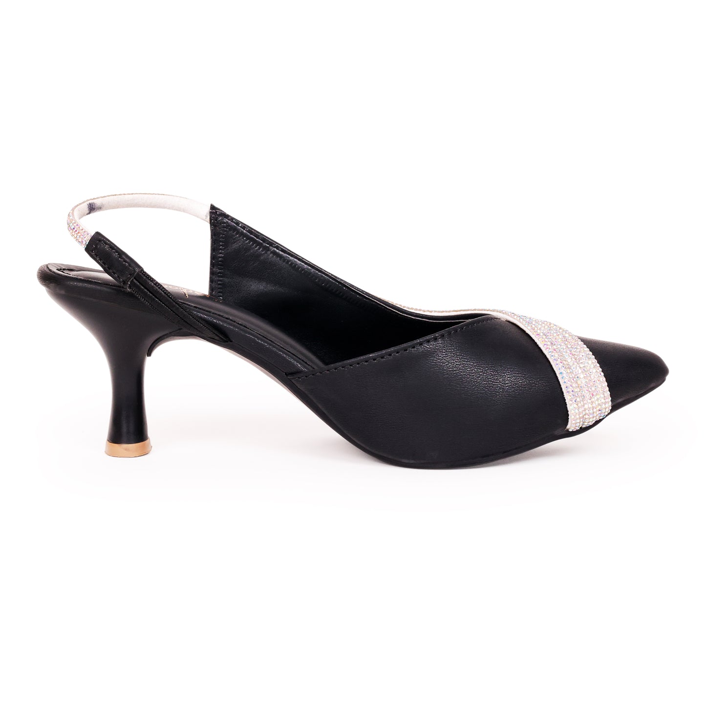Ana Pointed Embellished Pumps Heel
