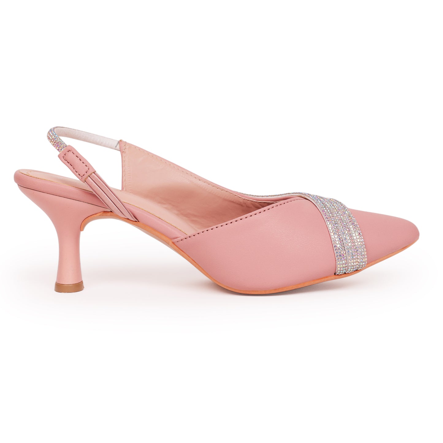 Ana Pointed Embellished Pumps Heel