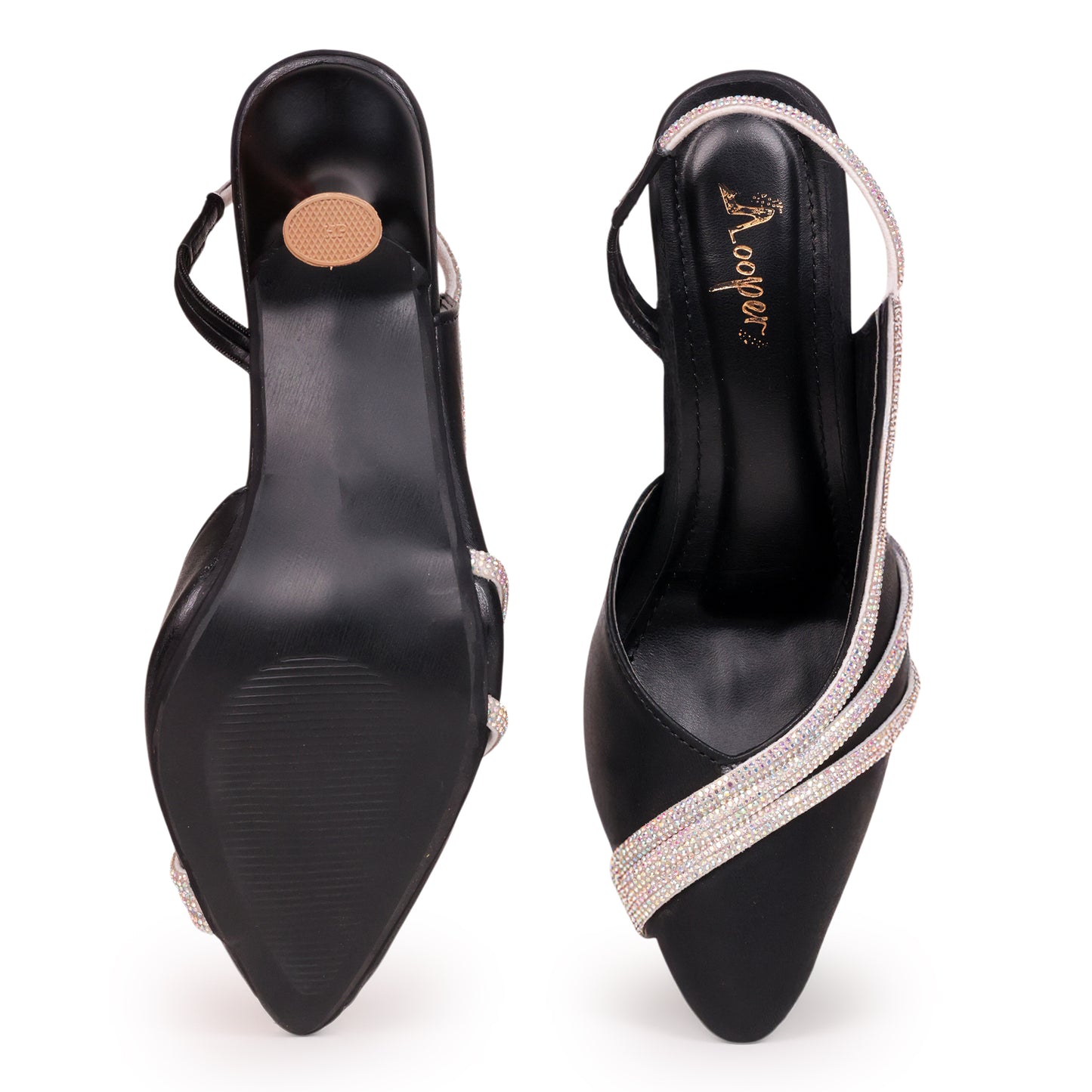 Ana Pointed Embellished Pumps Heel