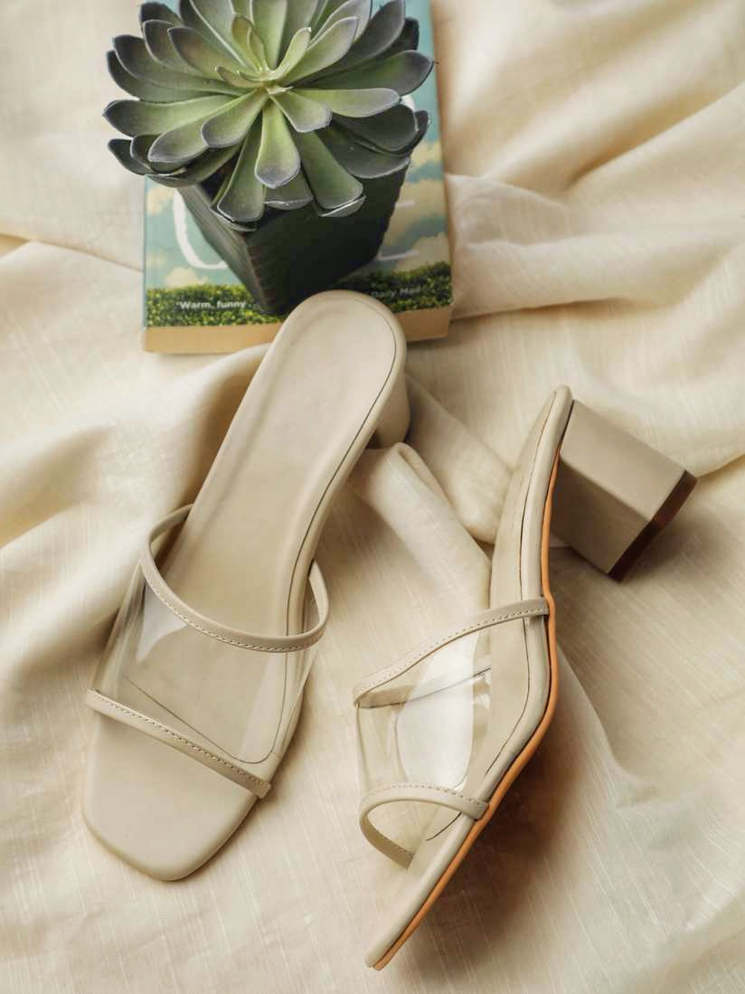 Clear elegance Transparent Strap Block Heels