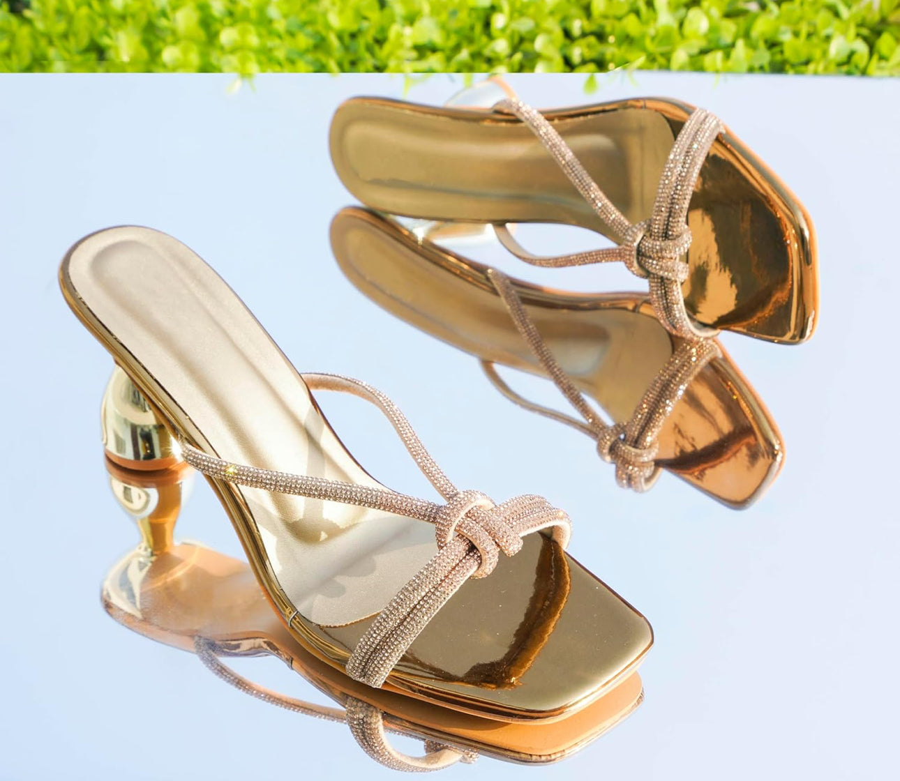 Rhinestone Copper Heel
