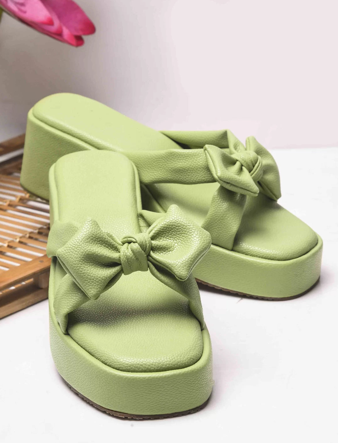 Chunky Bow Platform Heels