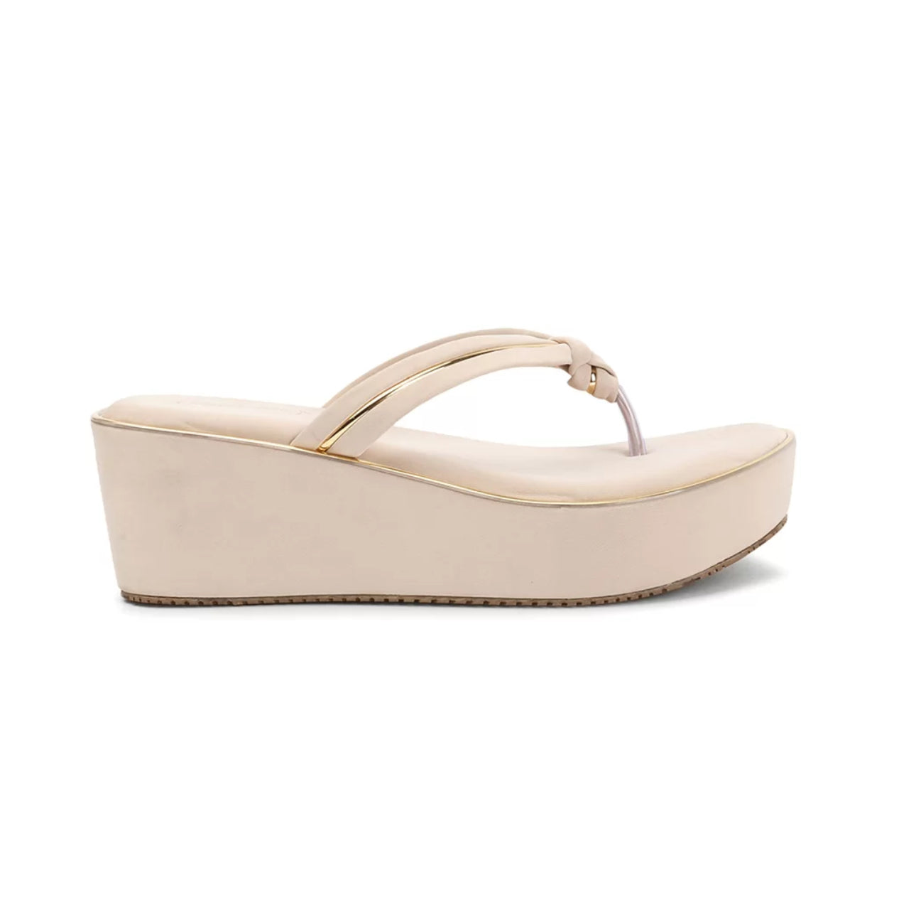 V shape golden embellished wedges
