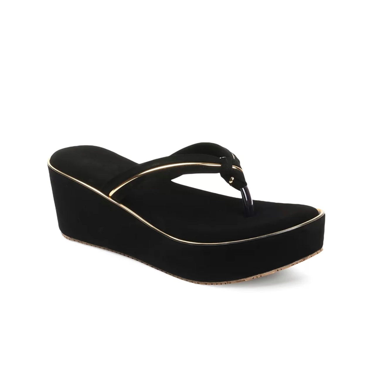 V shape golden embellished wedges