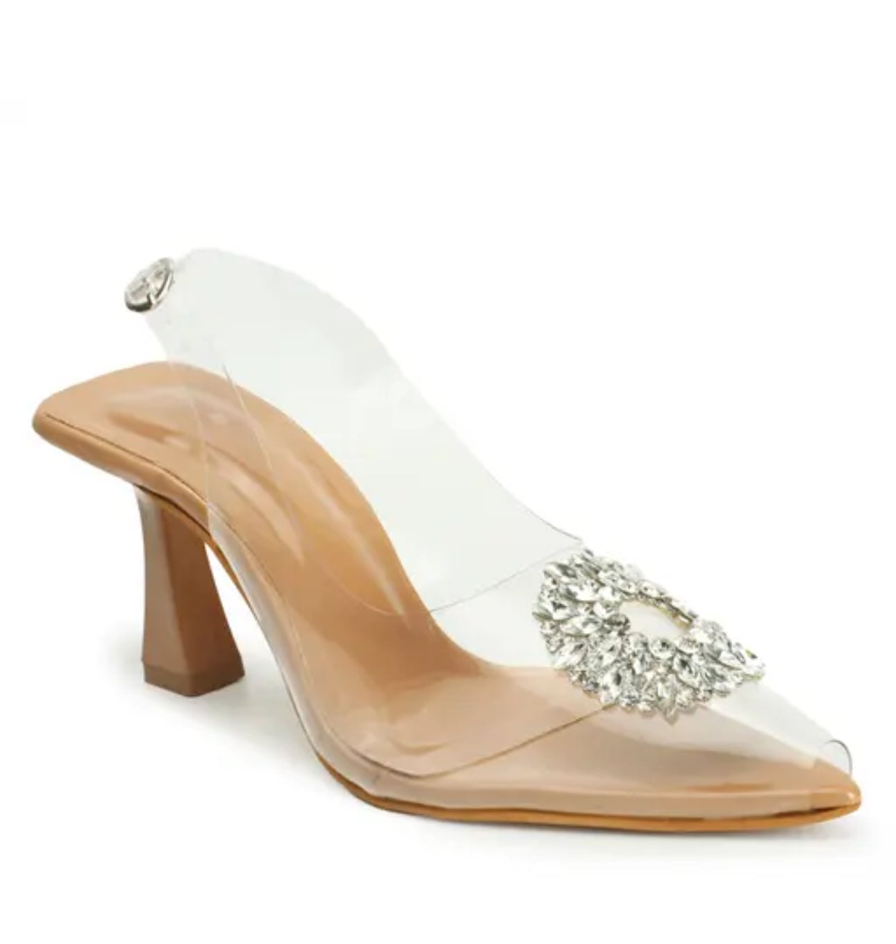 Bella - Open Toe Transparent Heels with Ankle Strap