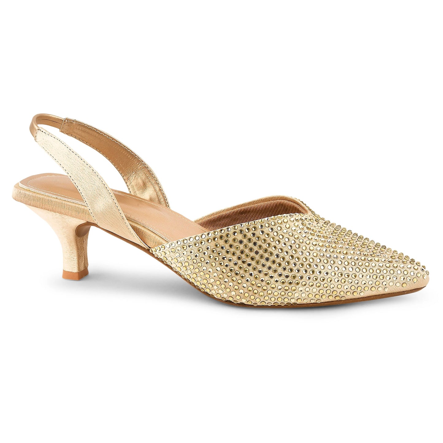 Stone Embellished Kitten Heels