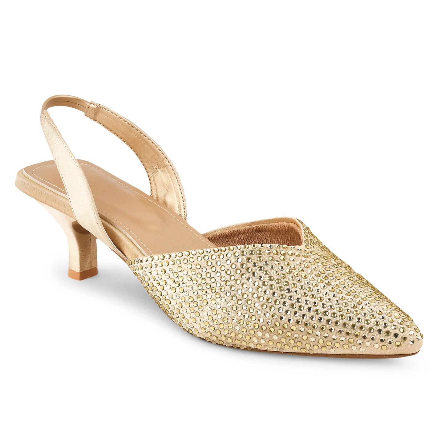Stone Embellished Kitten Heels