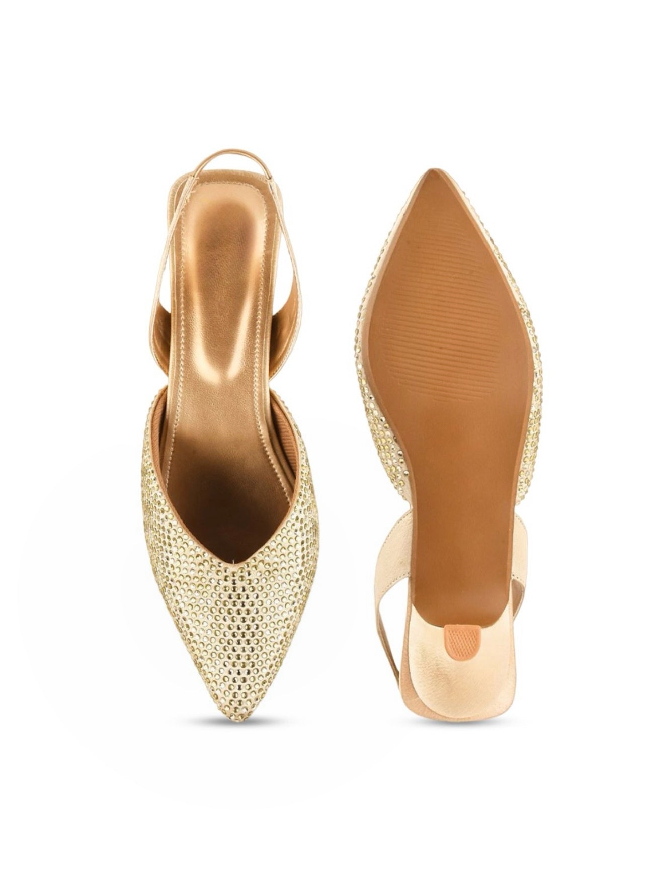 Stone Embellished Kitten Heels