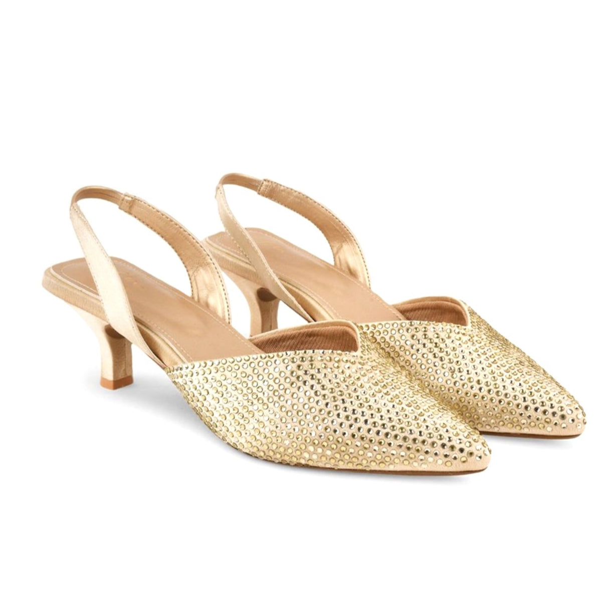 Stone Embellished Kitten Heels