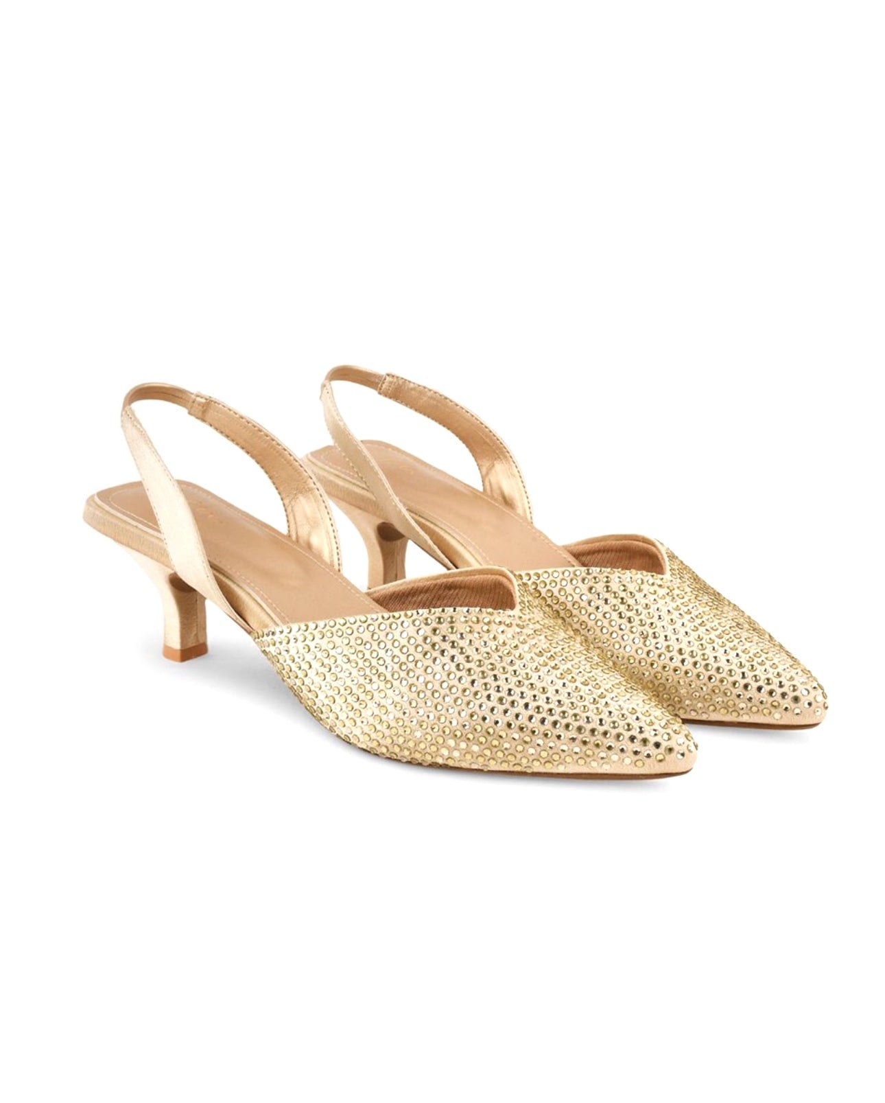 Stone Embellished Kitten Heels