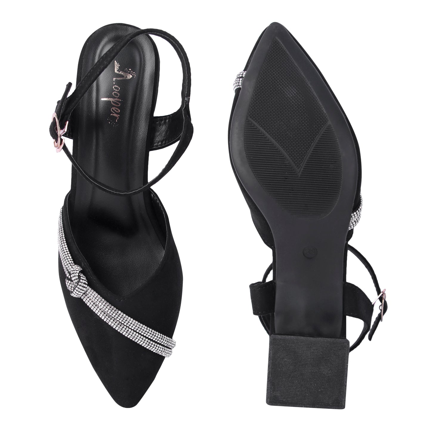 Tia Pointed Embellished Pumps Heel