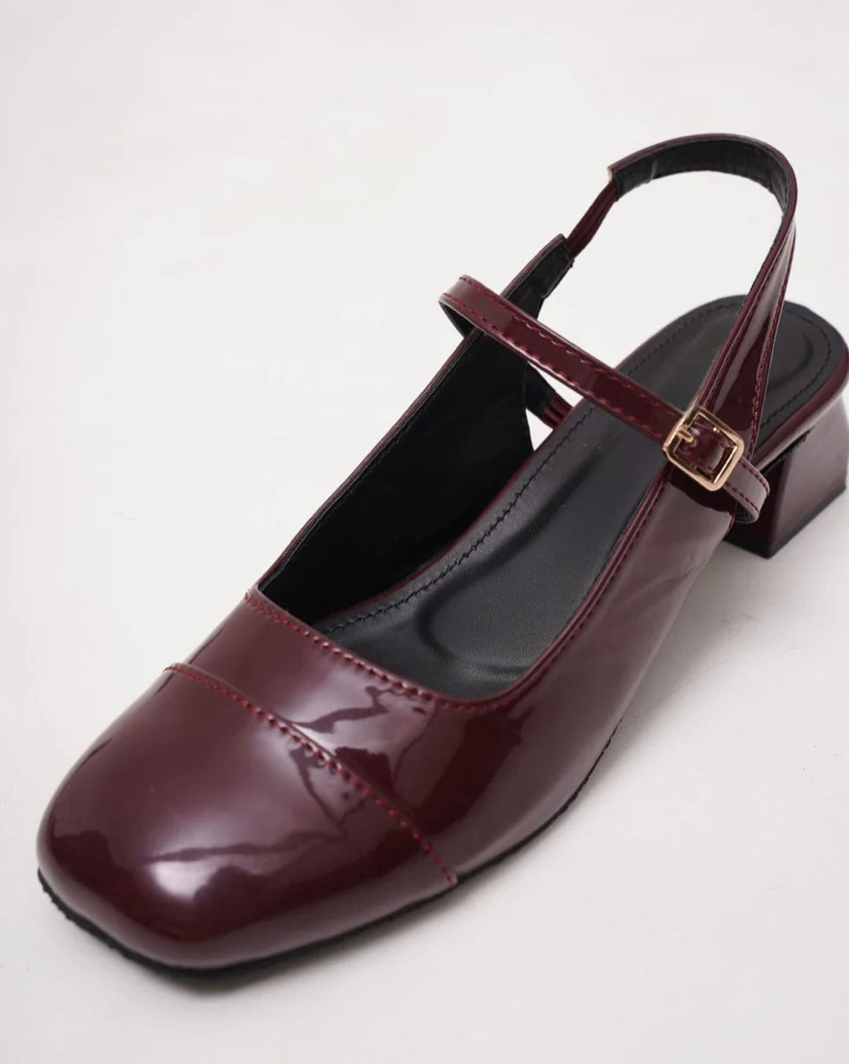 Mary Jane Cherry Glossy Block Heel