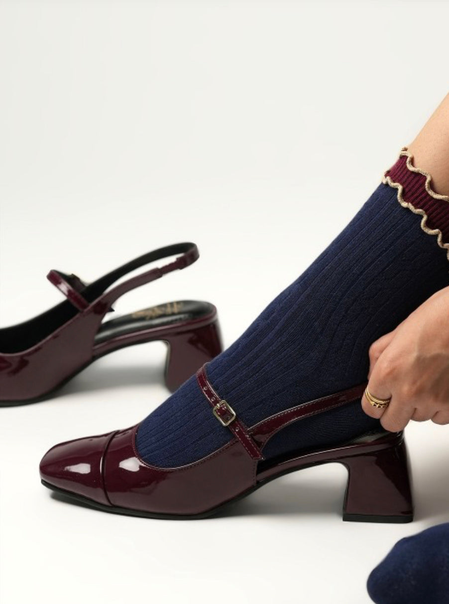 Mary Jane Cherry Glossy Block Heel