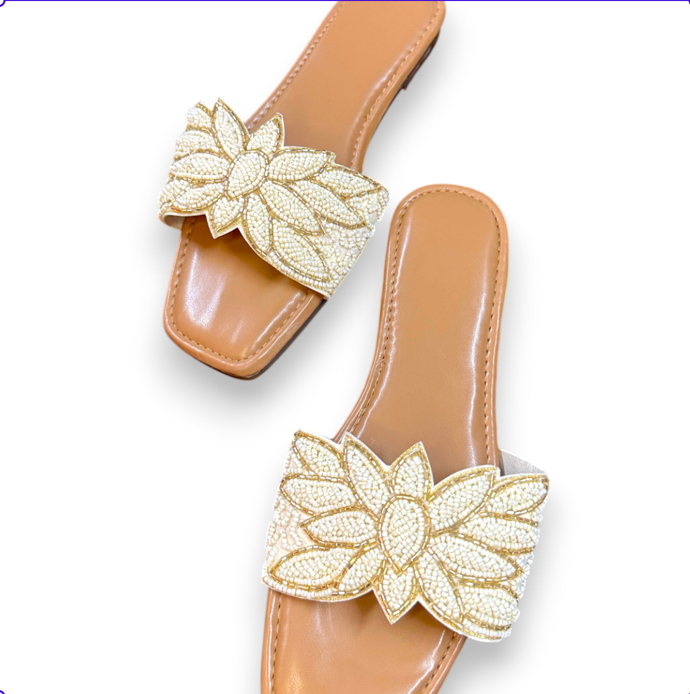 Embellished Floral Pearl Flats