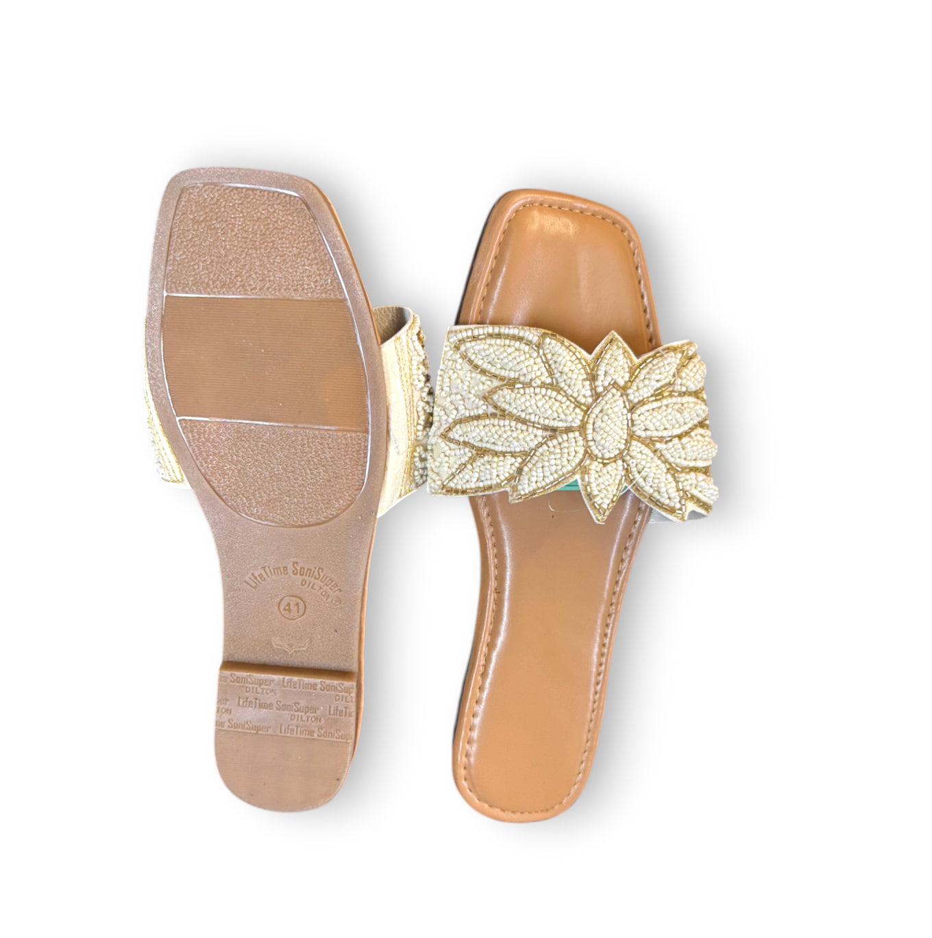 Embellished Floral Pearl Flats