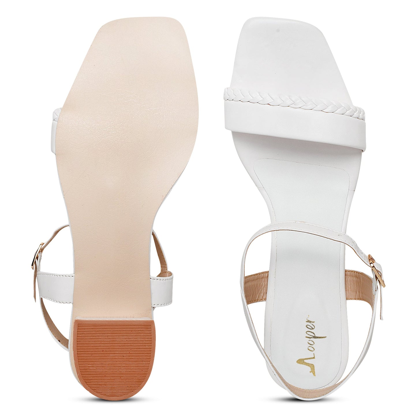 Strapy white Block Heel Sandal