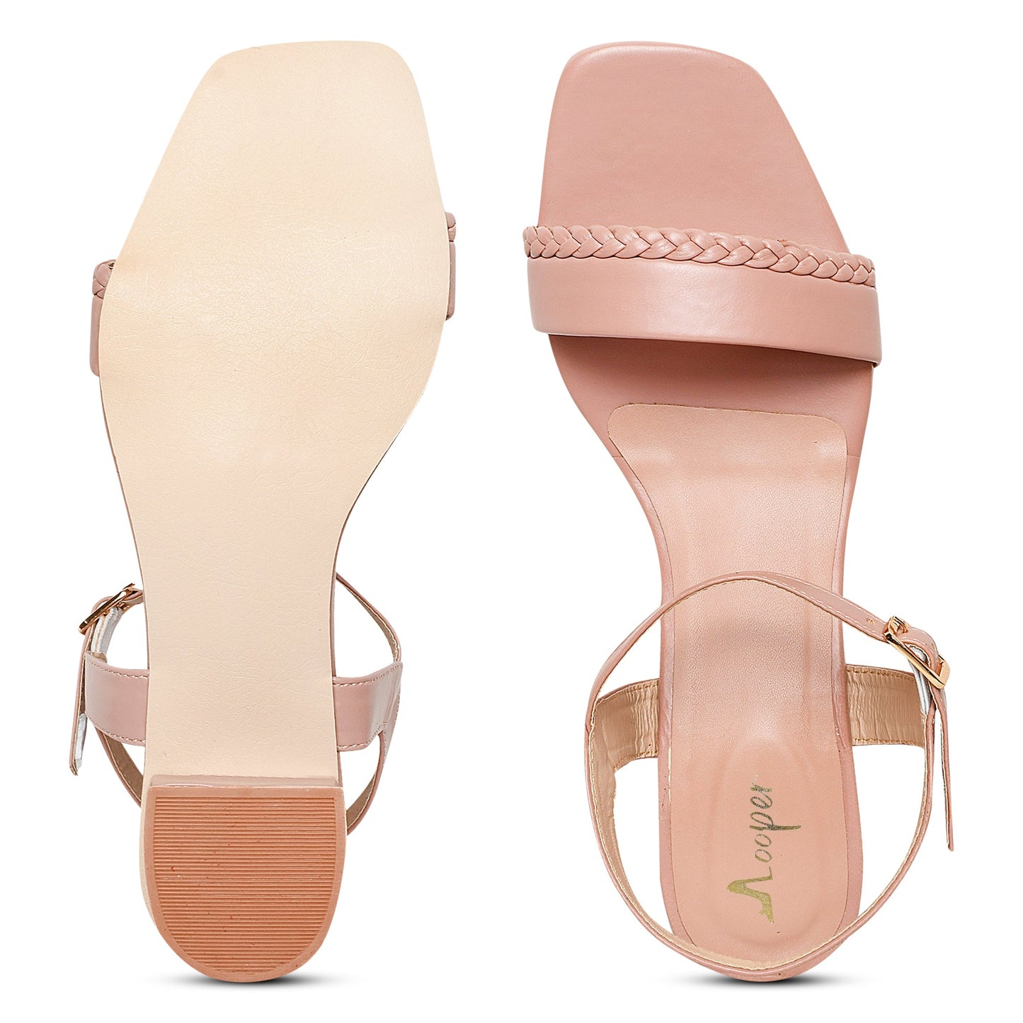 Strapy Peach Block Heel Sandal