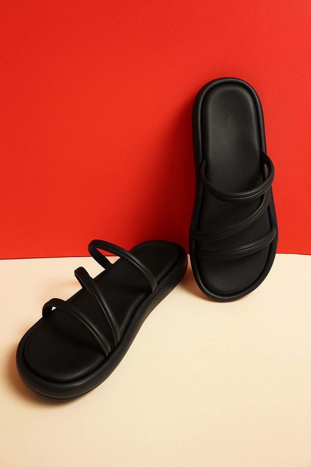 Cushioned multi strap flats