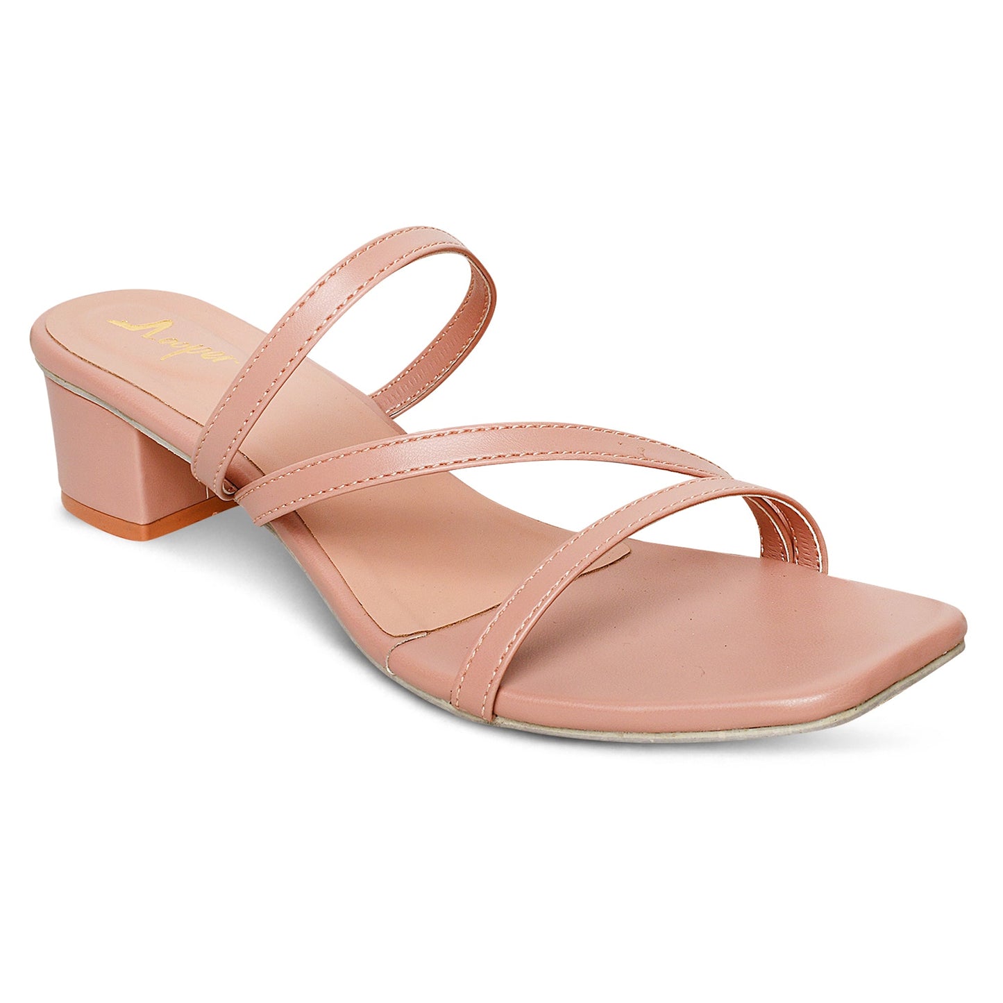 Triple Strap Pink Block Heel