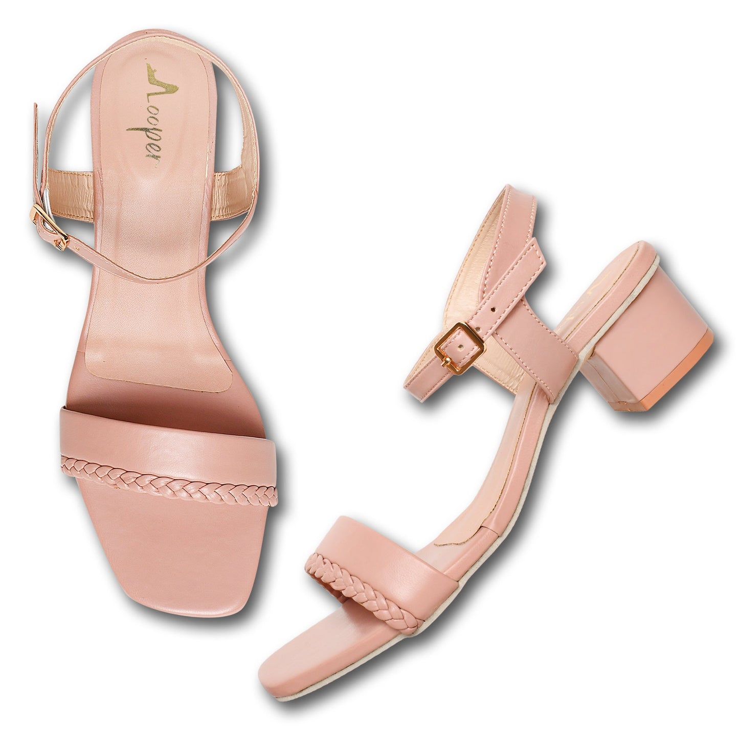 Strapy Peach Block Heel Sandal