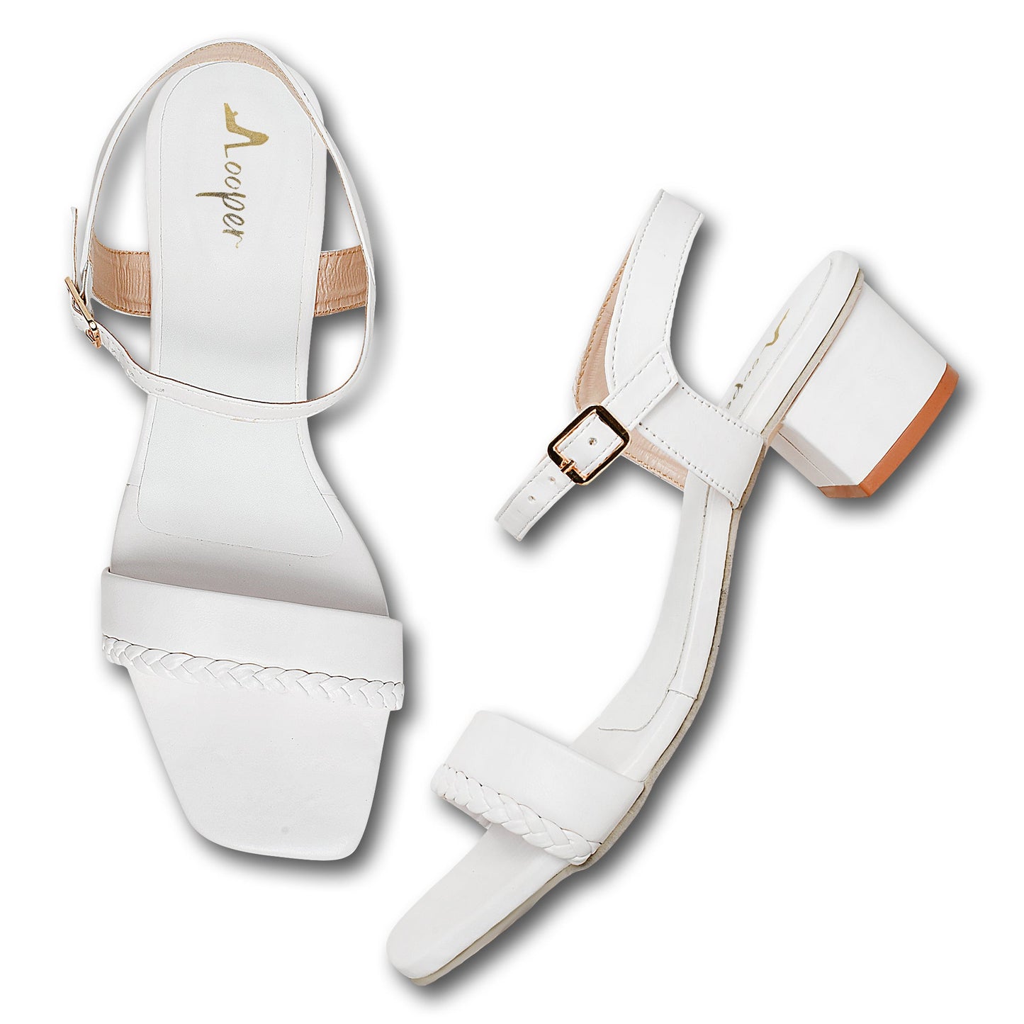 Strapy white Block Heel Sandal