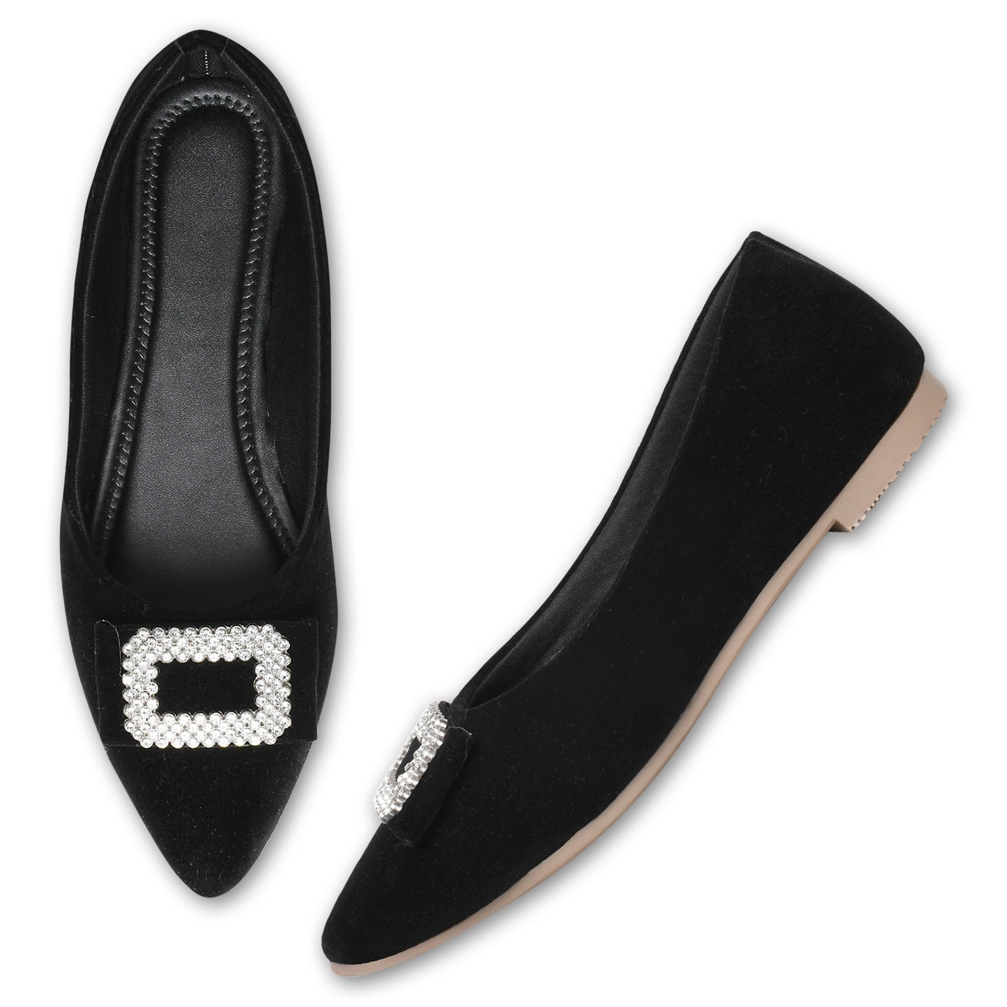 Black Embellished Flat