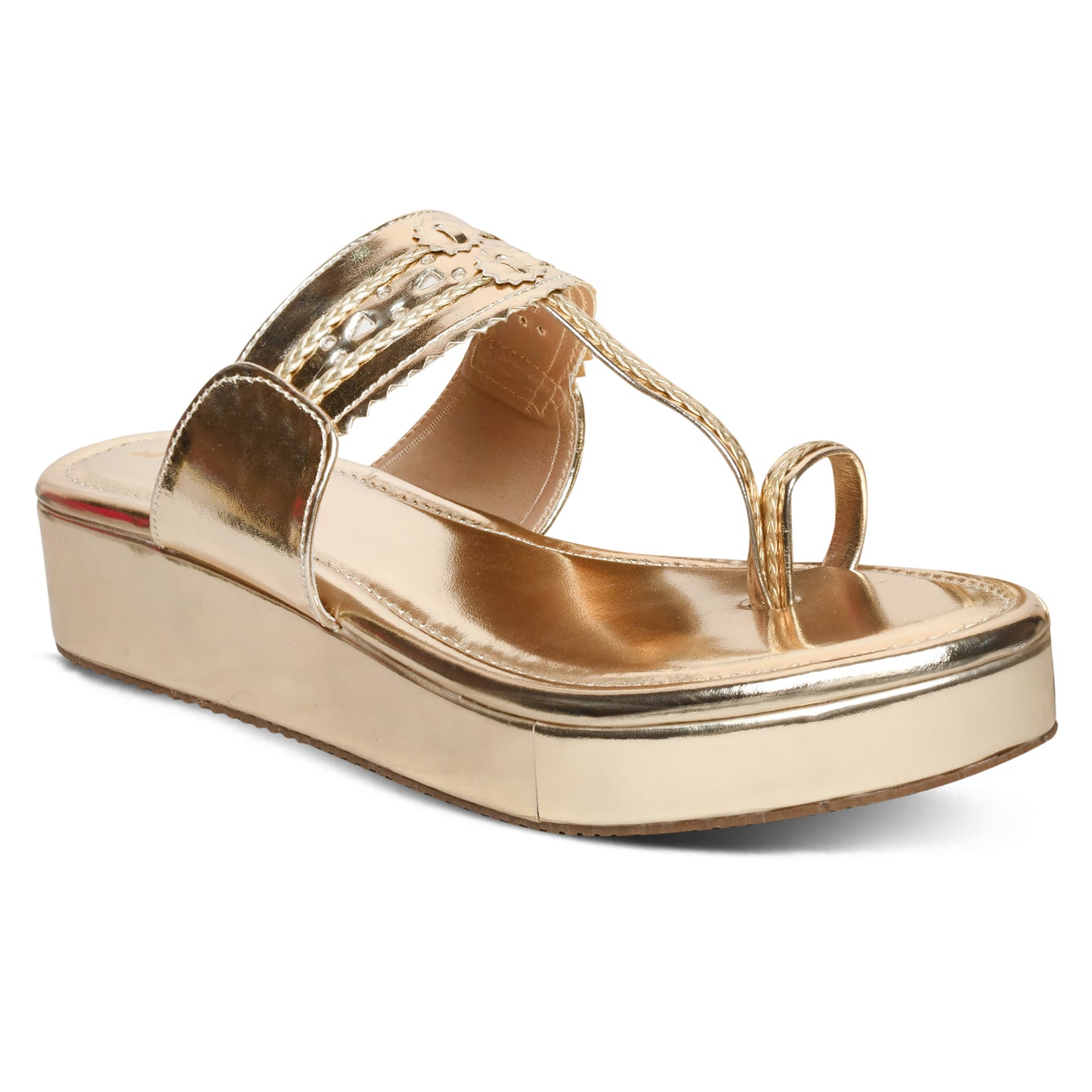 Traditional Kolhapuri Golden Platform Heels