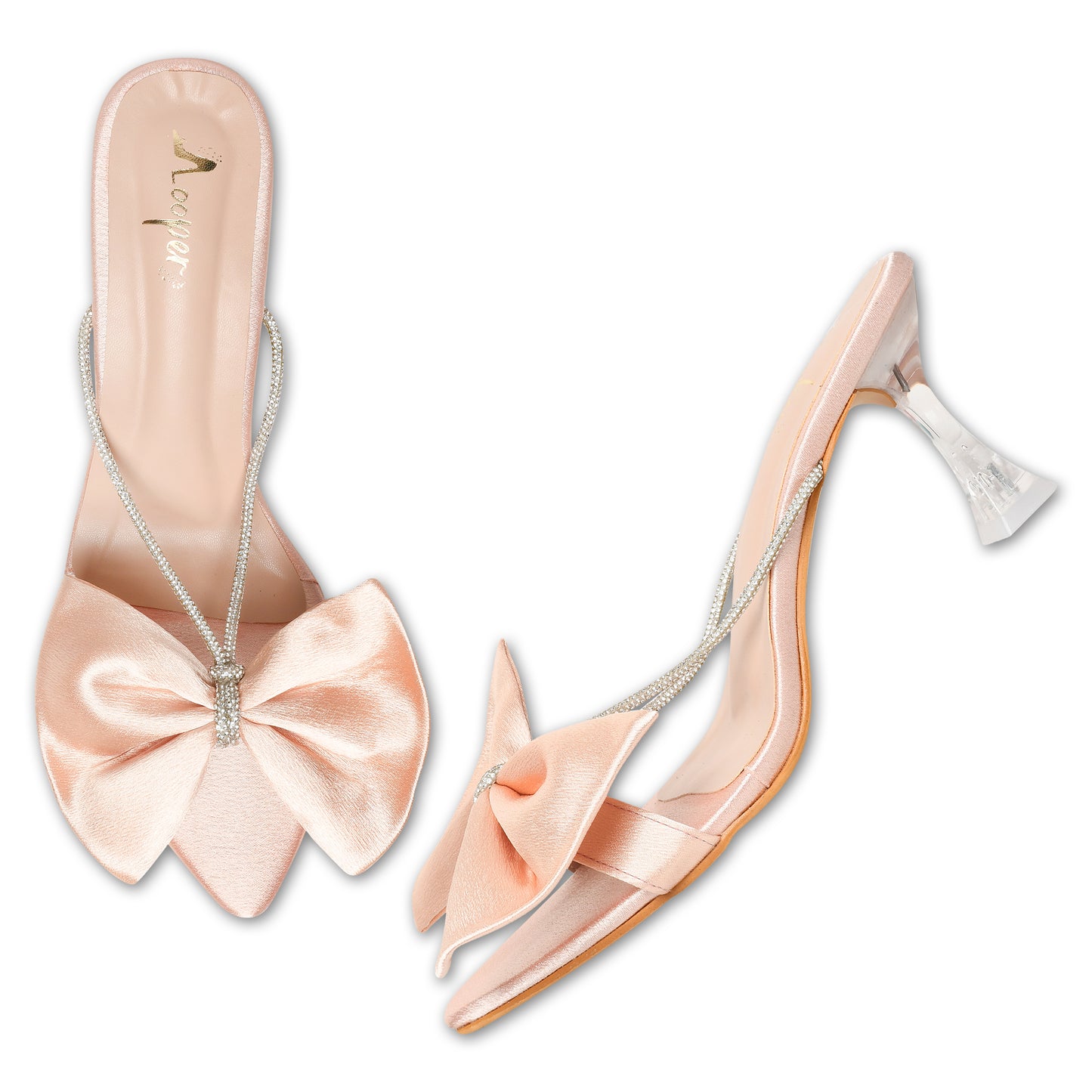 Cinderella- Embellished Bow Kitten Heels