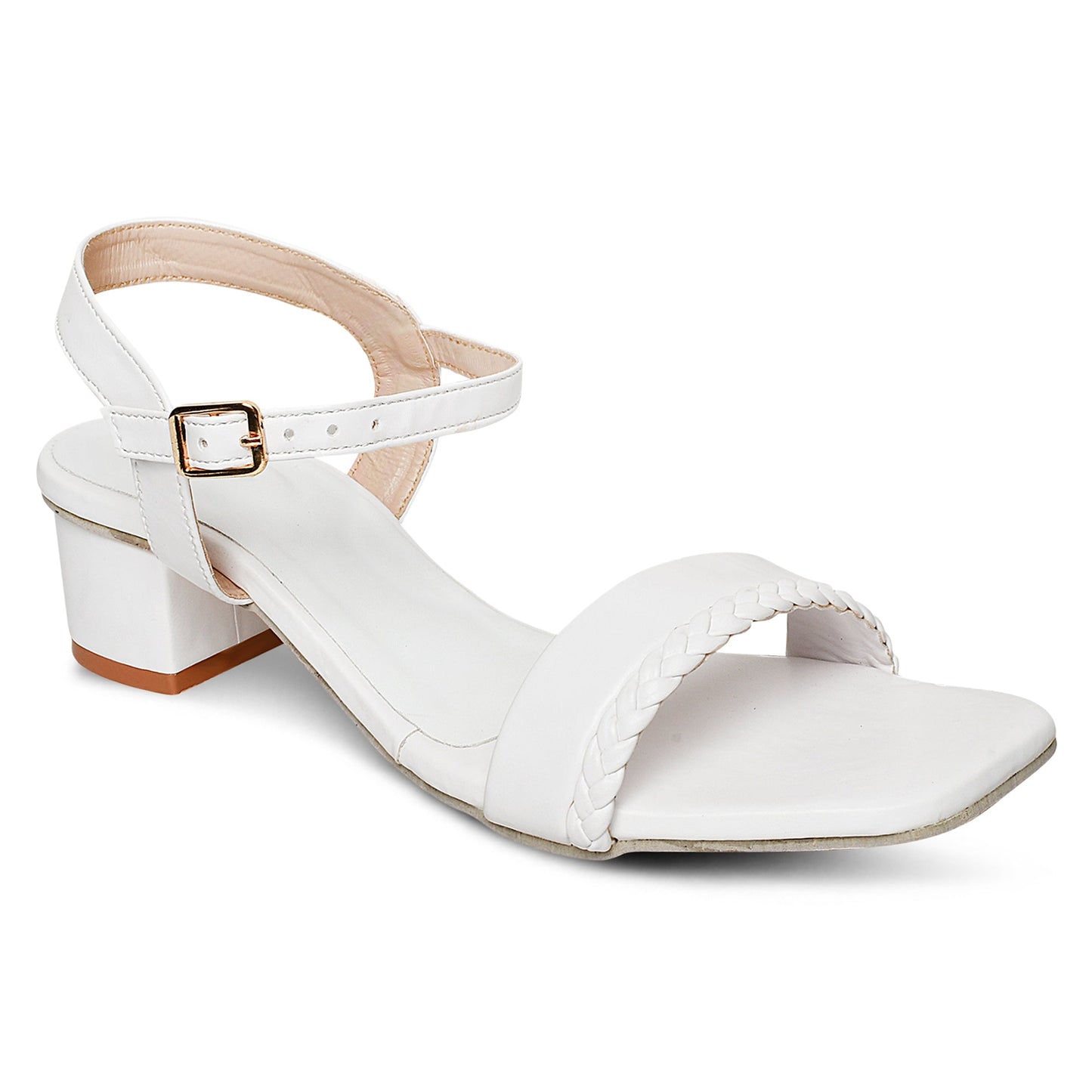 Strapy white Block Heel Sandal