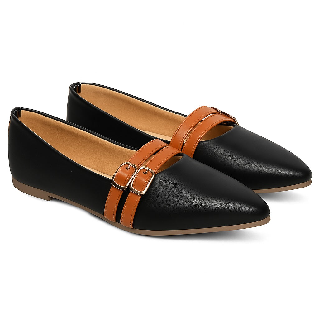 Ballerina with Dual Buckles Flat