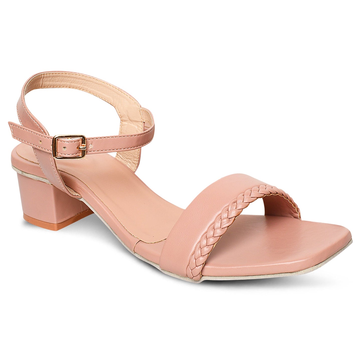 Strapy Peach Block Heel Sandal