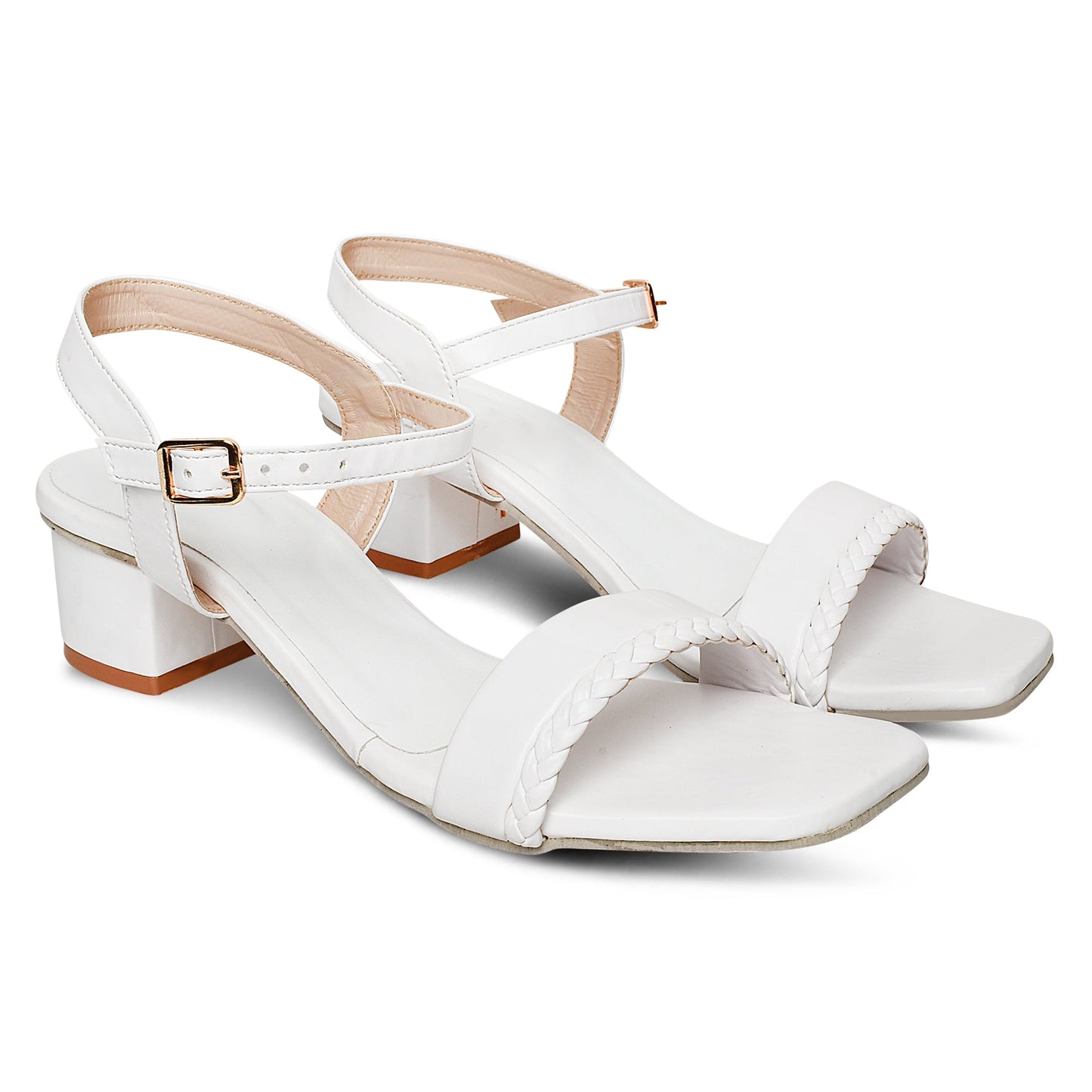 Strapy white Block Heel Sandal