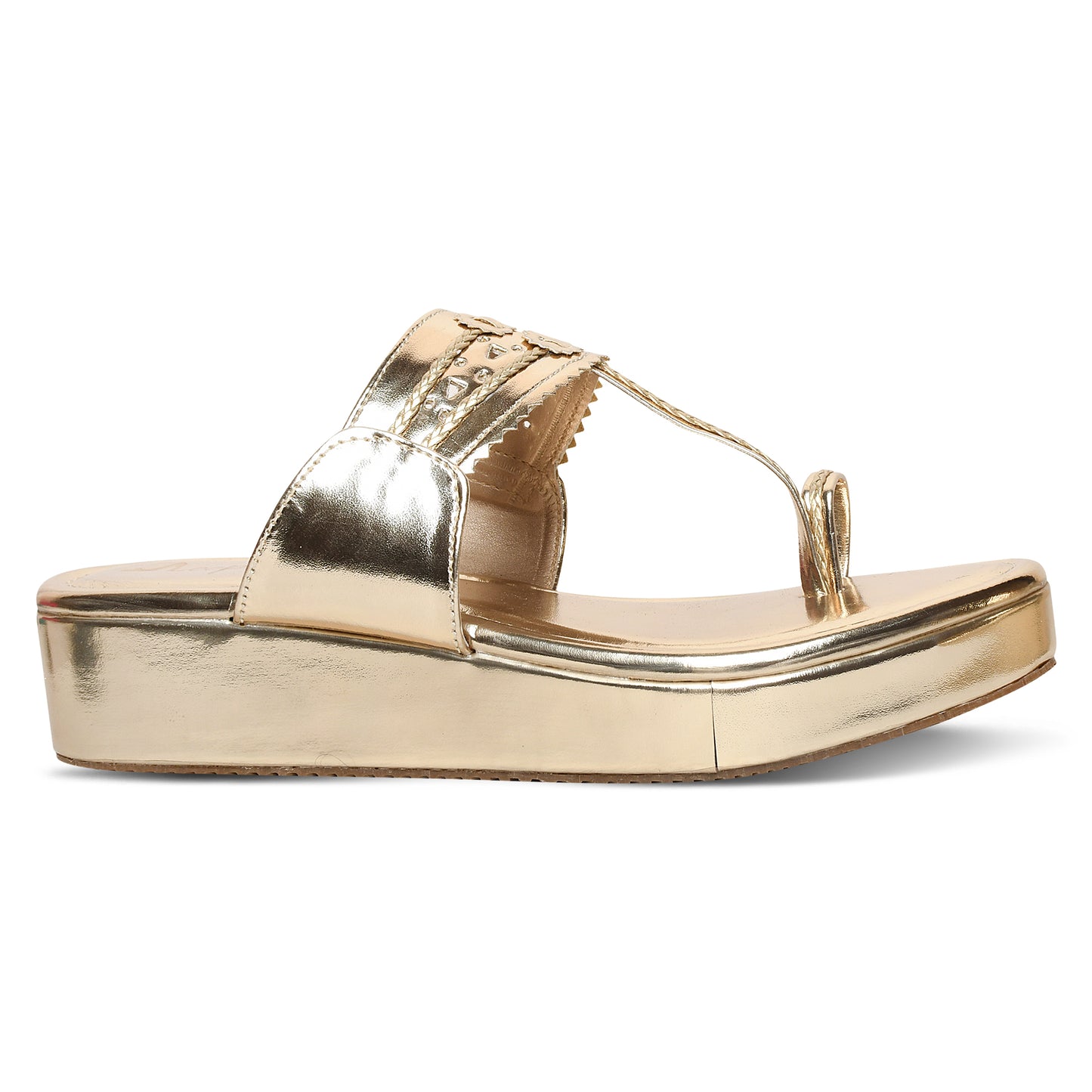 Traditional Kolhapuri Golden Platform Heels