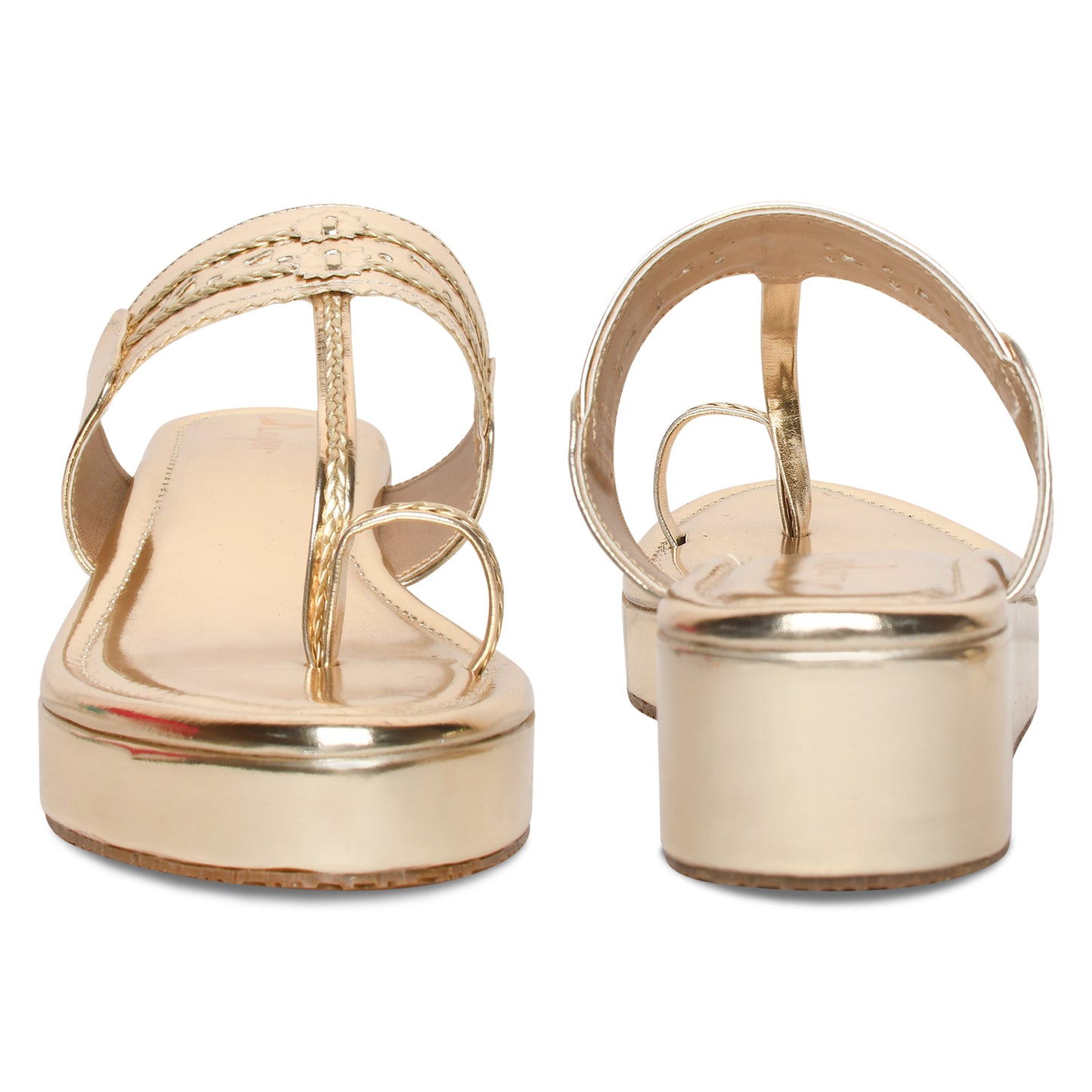 Traditional Kolhapuri Golden Platform Heels