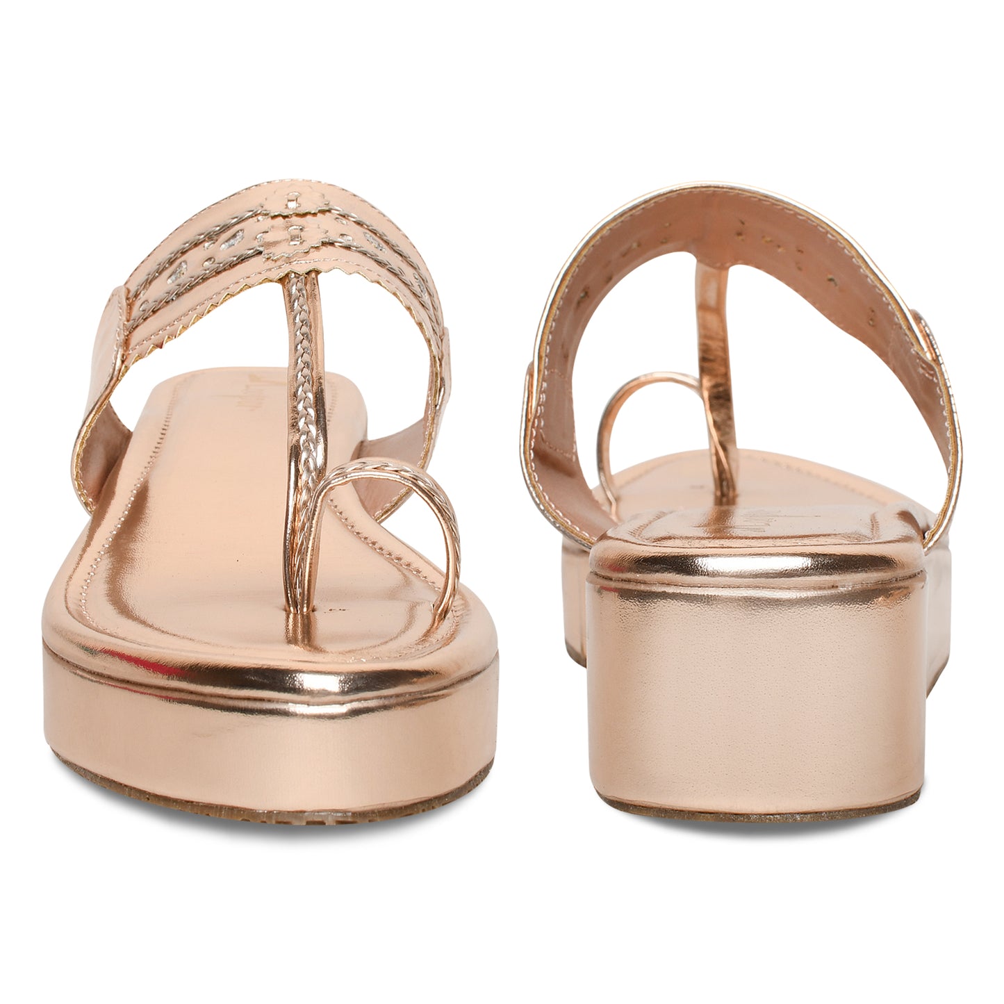 Traditional Kolhapuri Rose Gold Platform Heels