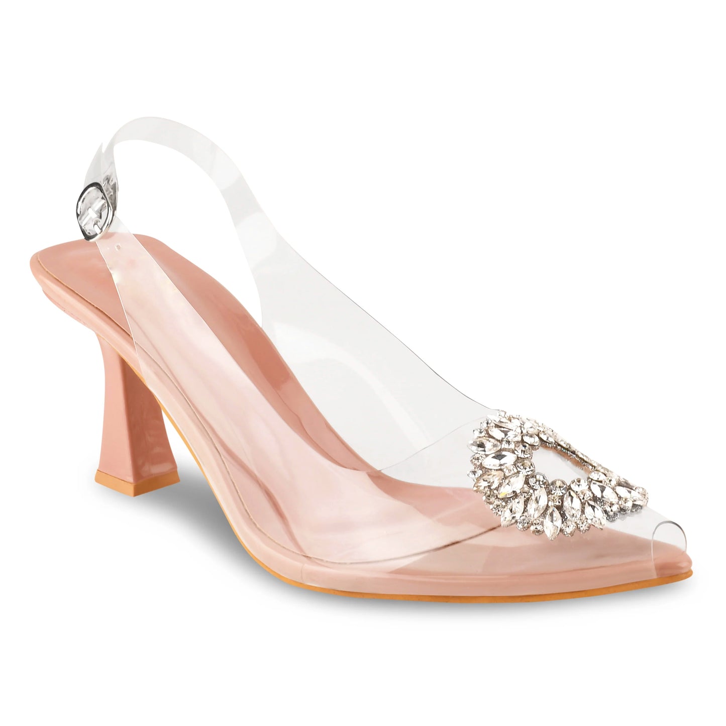 Bella - Open Toe Transparent Heels with Ankle Strap