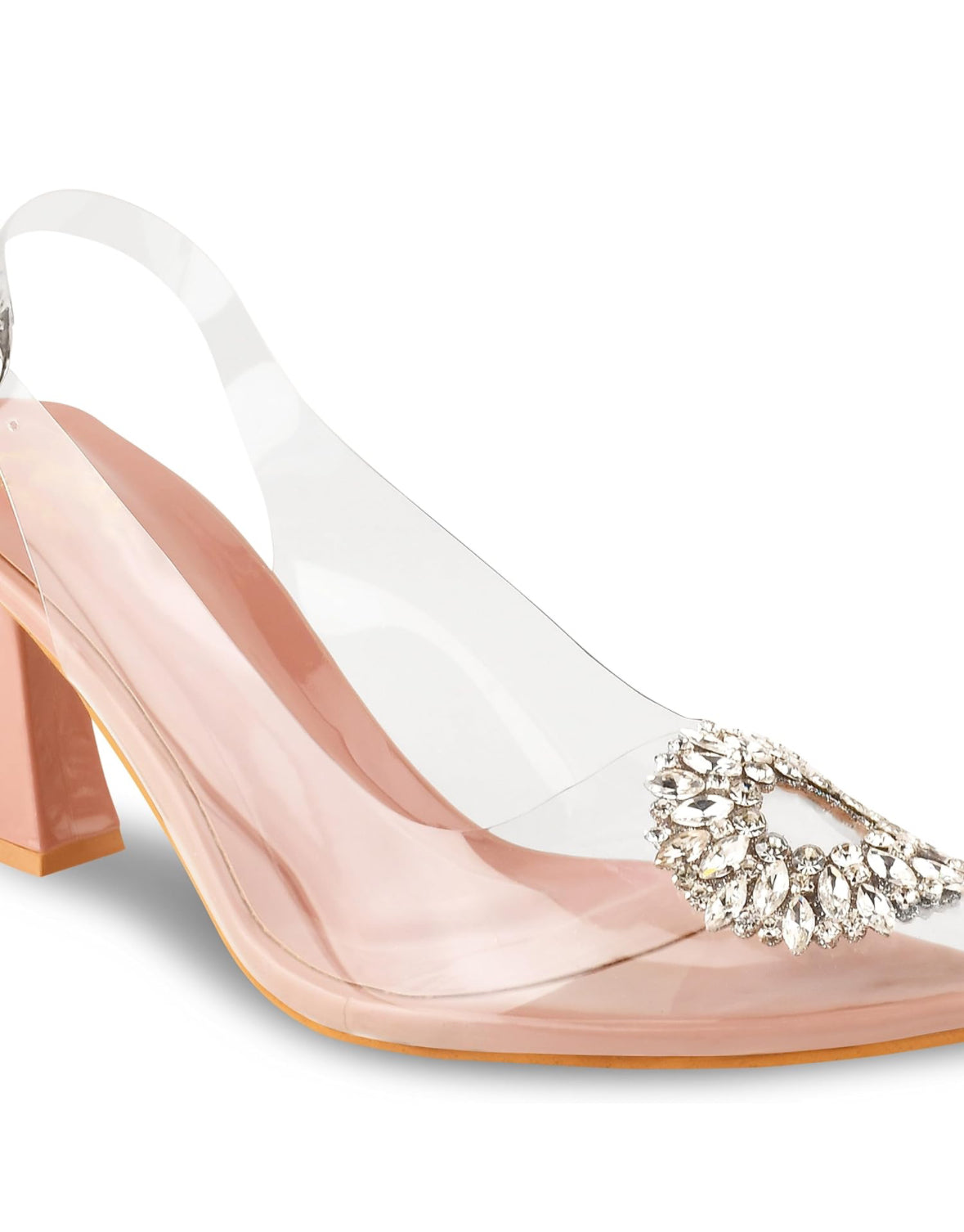 Bella - Open Toe Transparent Heels with Ankle Strap