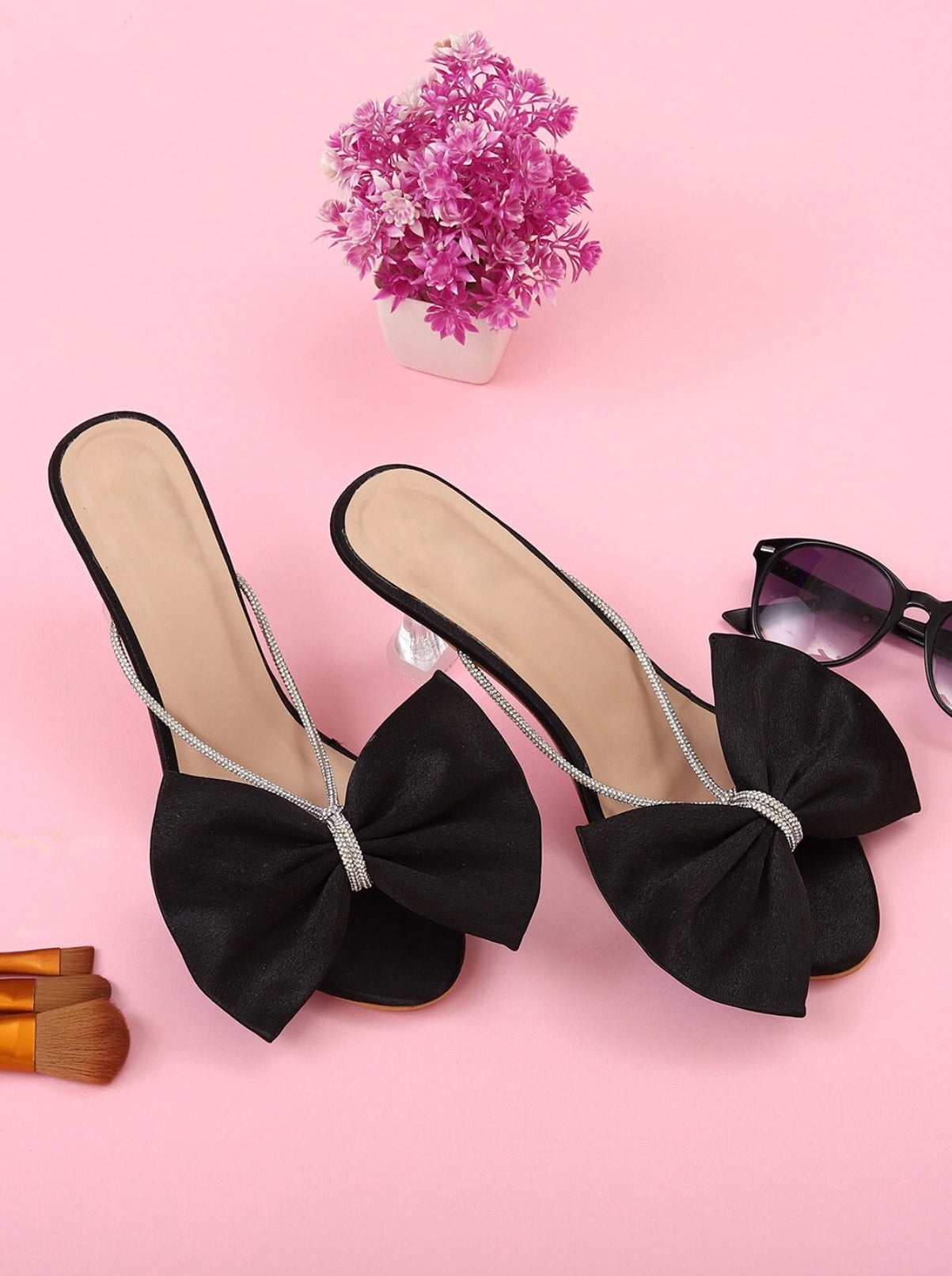 Cinderella- Embellished Bow Kitten Heels