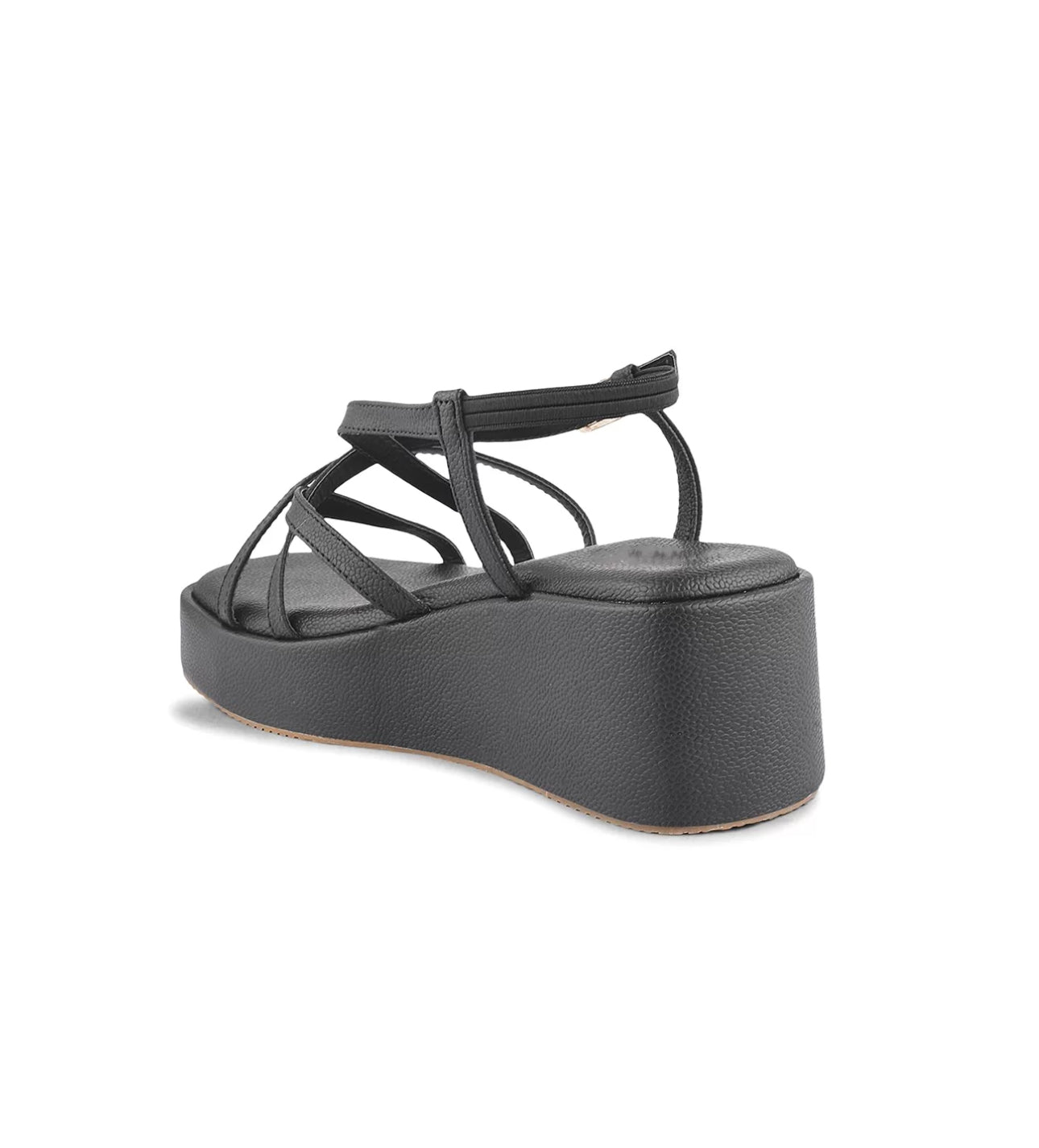 Strappy Wedge Heeled Sandals with Buckle Fastening