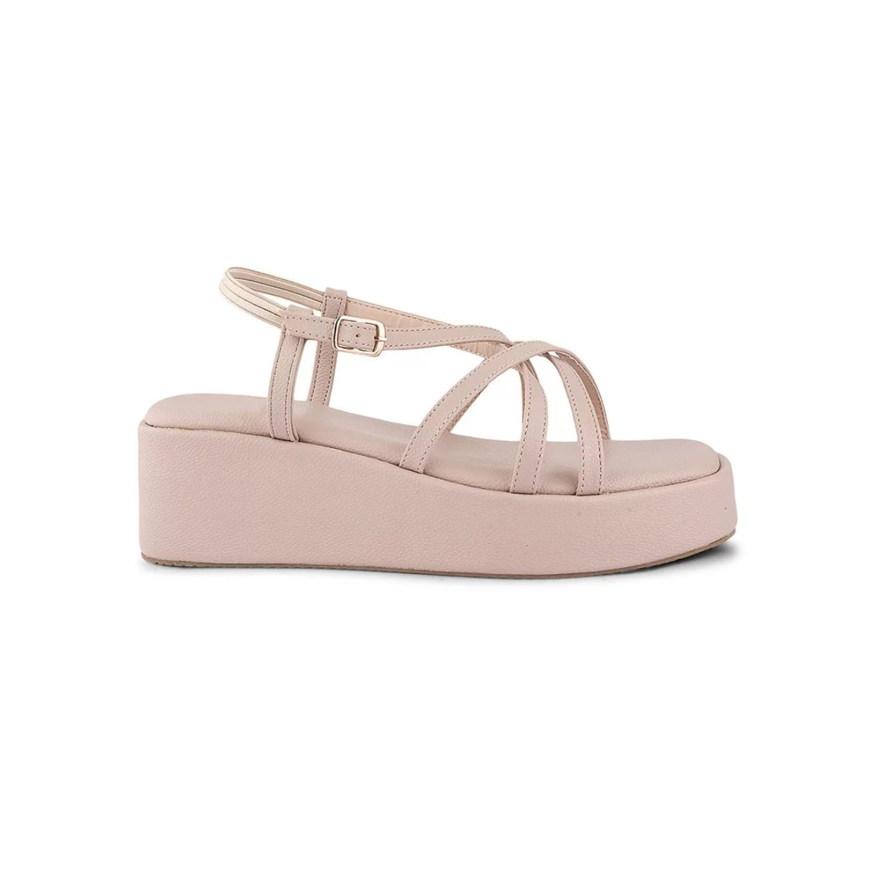 Strappy Wedge Heeled Sandals with Buckle Fastening