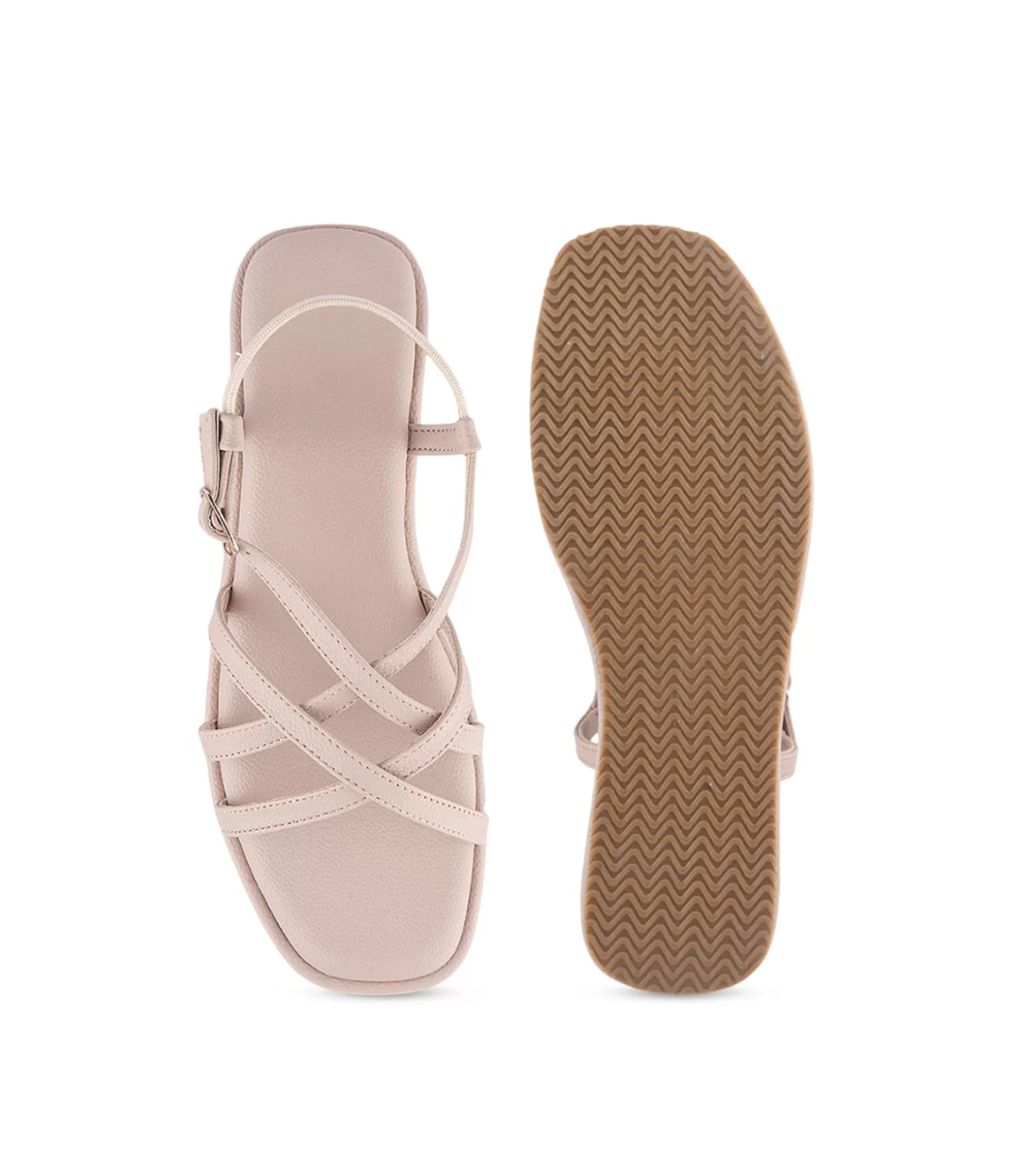 Strappy Wedge Heeled Sandals with Buckle Fastening