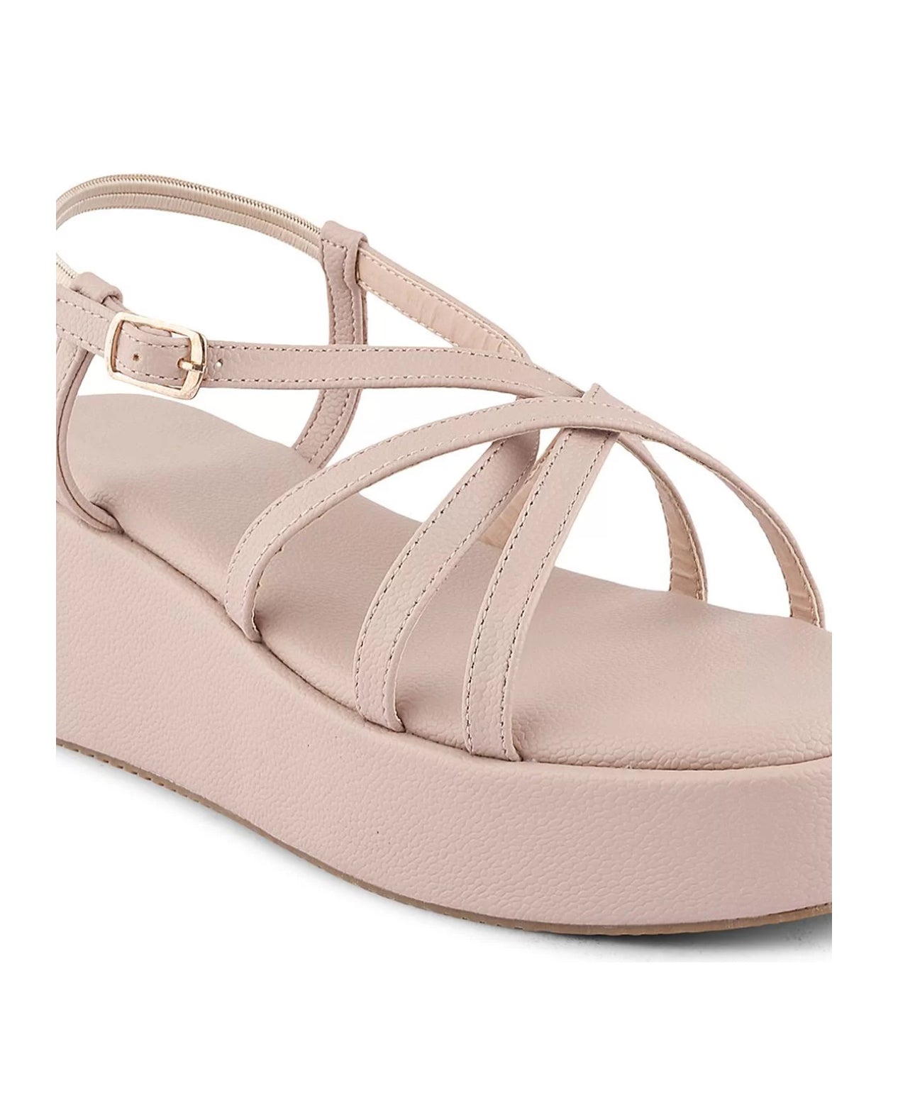 Strappy Wedge Heeled Sandals with Buckle Fastening
