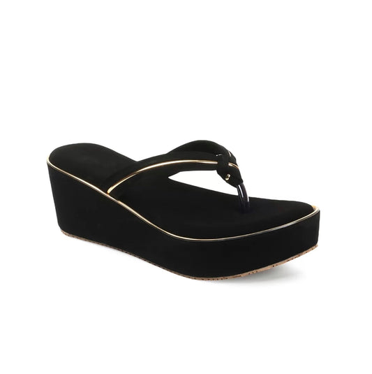 V shape golden embellished wedges